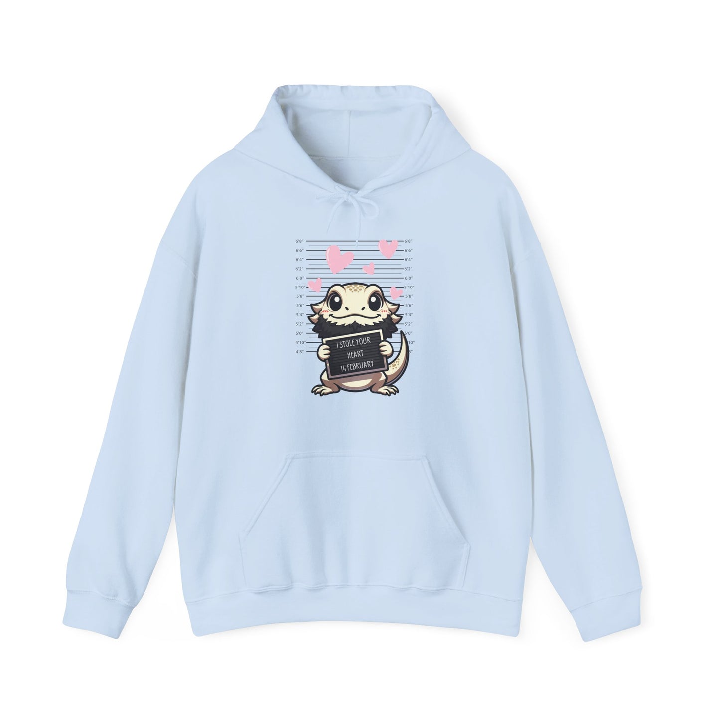 Bearded Dragon Valentine's Day Hooded Sweatshirt, Pet Reptile Hoodie, Stolen Hearts, Valentine's Gift, Gift for Her