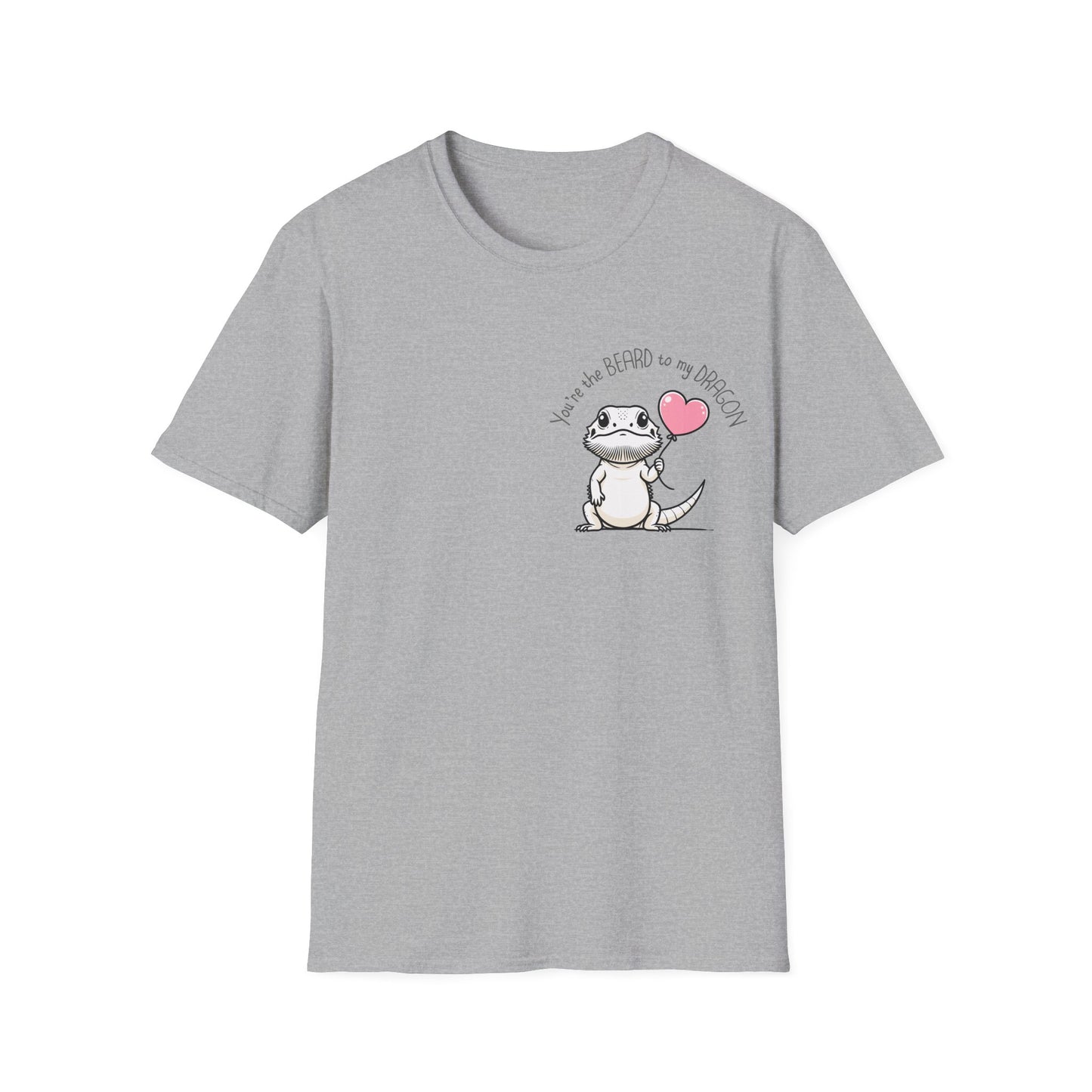 Cute Bearded Dragon Valentine's Day Unisex Softstyle T-Shirt, Reptile Keeper Gift, Valentine's Day Shirt