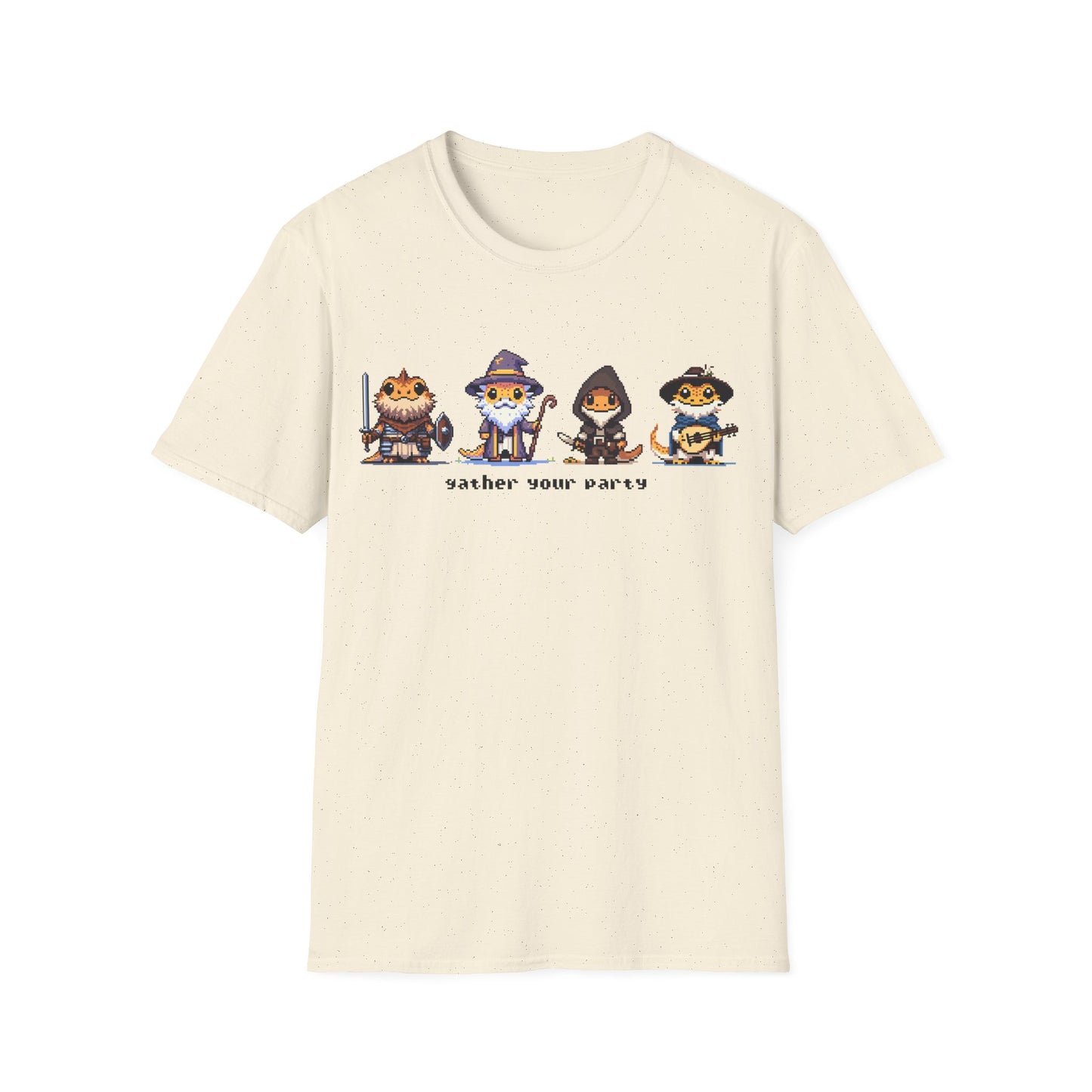 Gather Your Party | Bearded Dragon Pixel Art | Unisex Softstyle T-Shirt | Reptile DnD Shirt