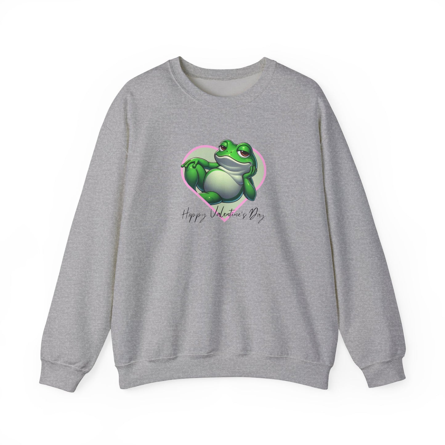 Hoppy Valentine's Day Frog Unisex Crewneck Sweatshirt, Frog lover gift, Pet valentine's sweatshirt, reptile keeper, frog mama