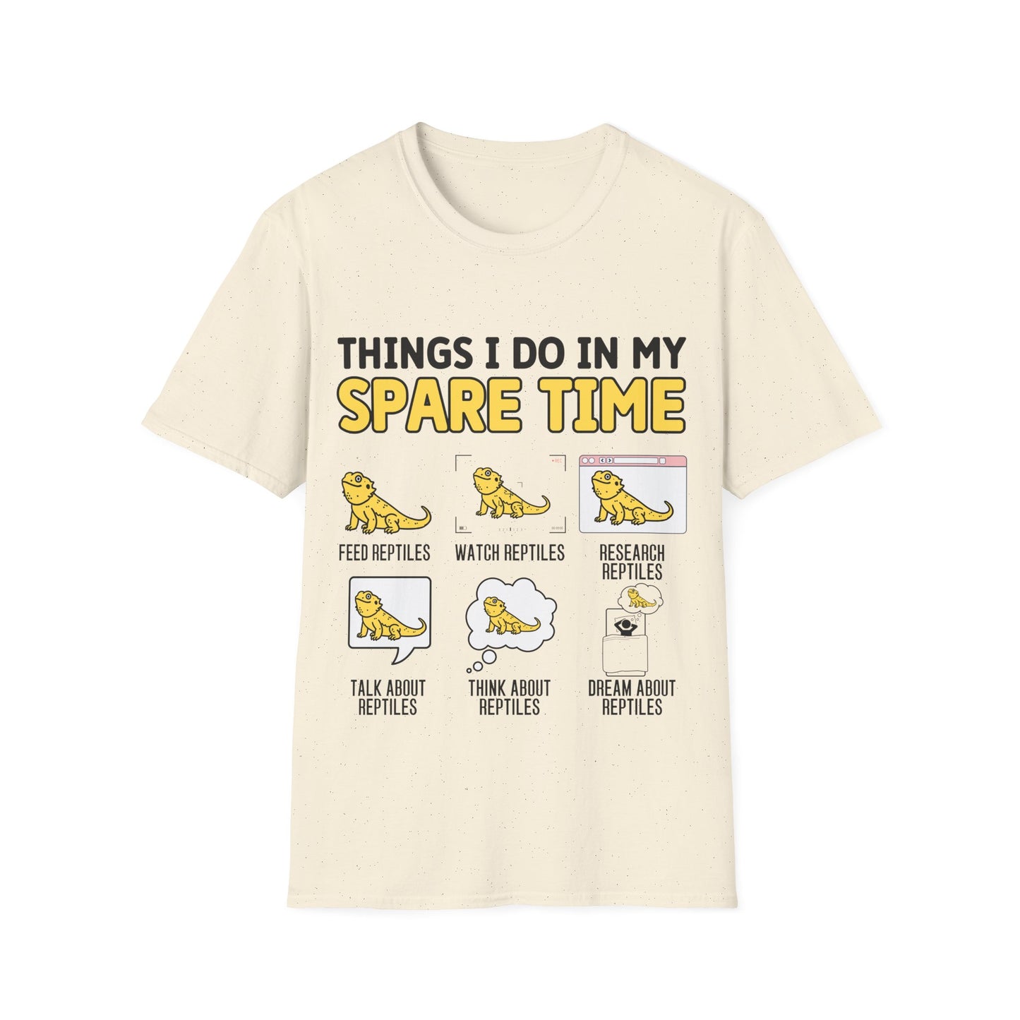 Reptile Keeper Unisex Softstyle T-Shirt, How I Spend My Spare Time With Reptiles, Bearded Dragon, Snake, Lizard Tee