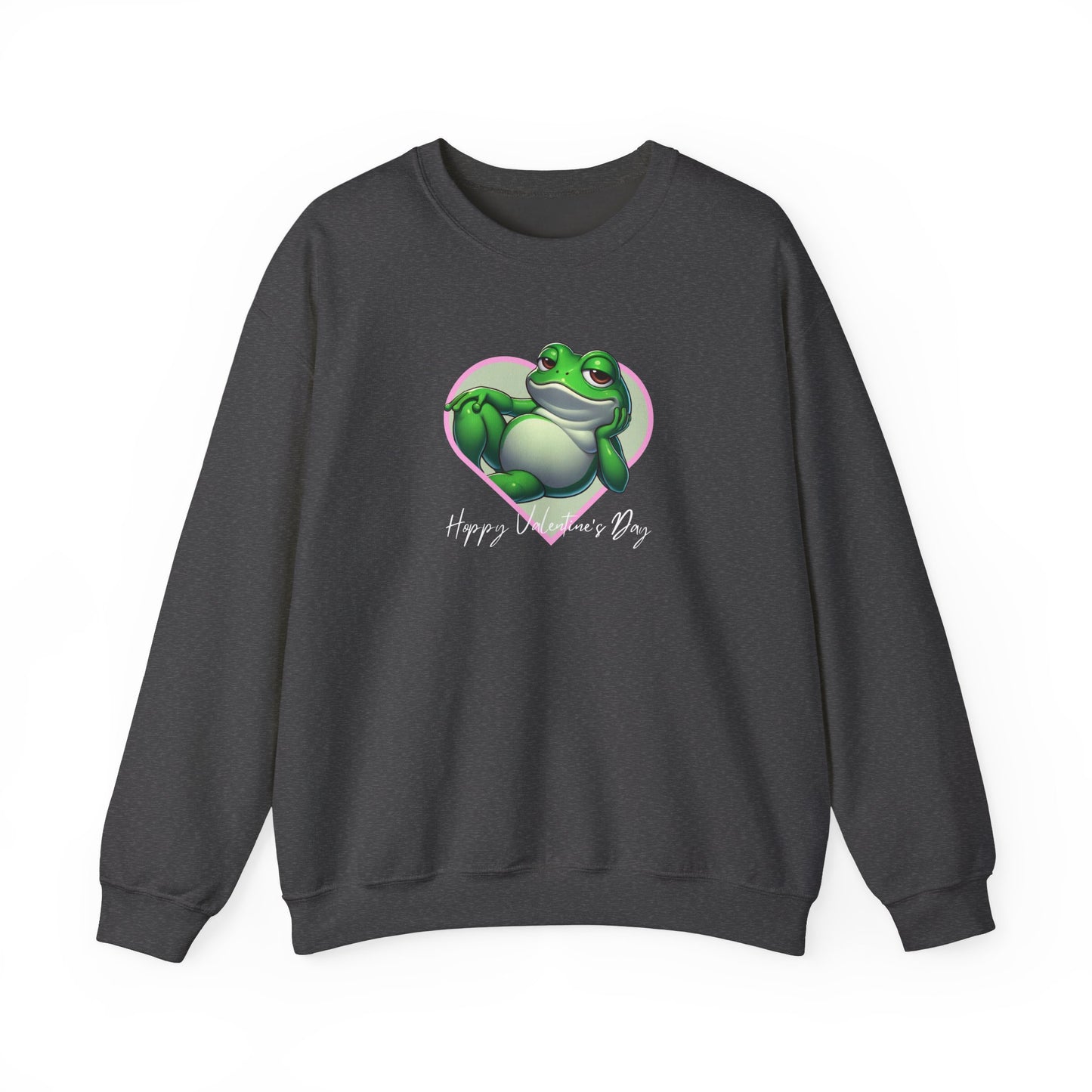 Hoppy Valentine's Day Frog Unisex Crewneck Sweatshirt, Frog lover gift, Pet valentine's sweatshirt, reptile keeper, frog mama