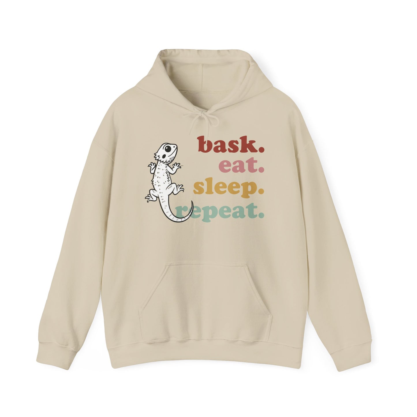 Bask Eat Sleep Repeat Bearded Dragon Unisex Hooded Sweatshirt | Reptile Hoodie | Gift for Reptile Lover | Pet Reptile