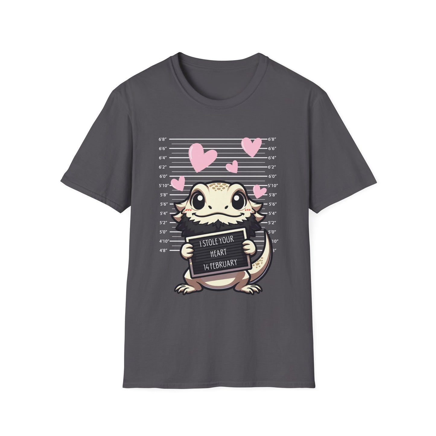 Bearded Dragon Valentine's Day Unisex Softstyle T-Shirt, Pet Reptile Tee, Stolen Hearts, Valentine's Gift, Gift for Her