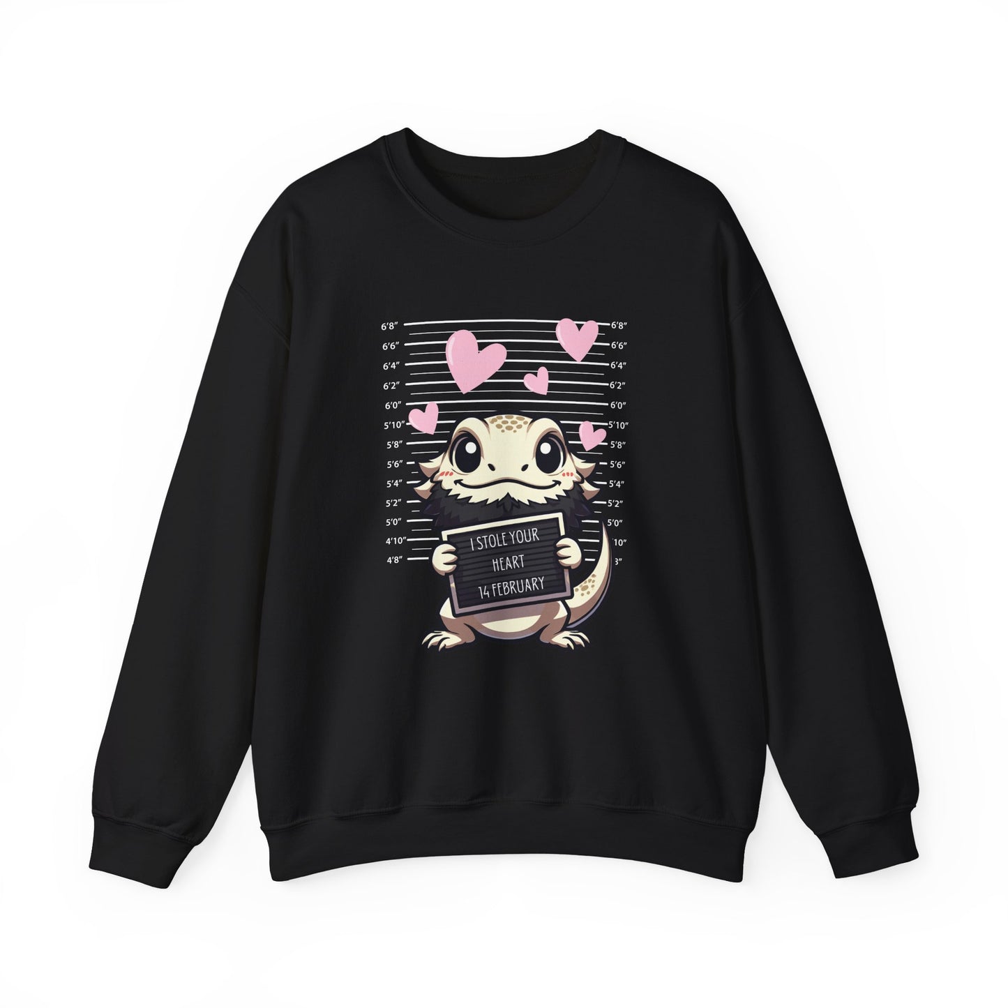 Bearded Dragon Valentine's Day Crewneck Sweatshirt, Pet Reptile Sweatshirt, Stolen Hearts, Valentine's Gift, Gift for Her