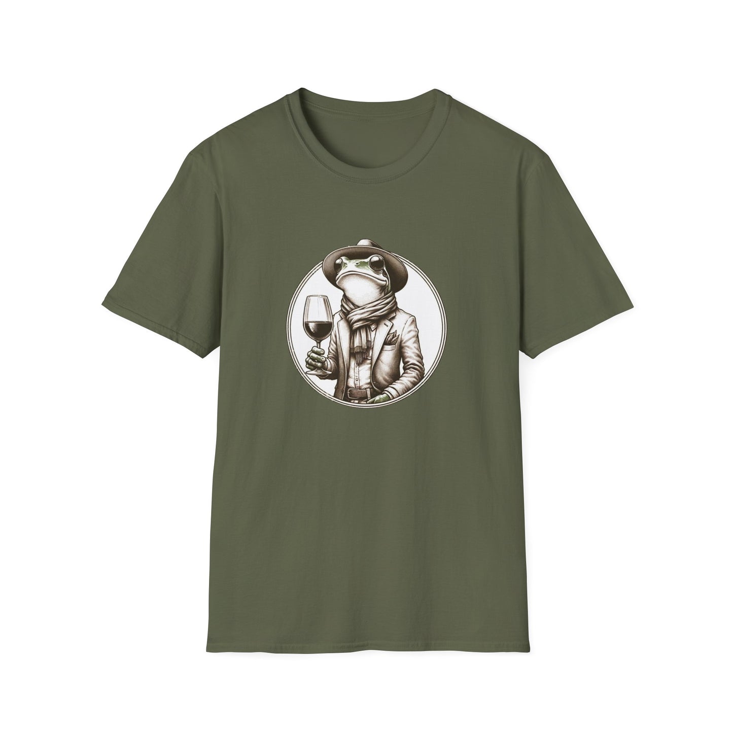 Wine Time | Hipster Frog Unisex Softstyle T-Shirt