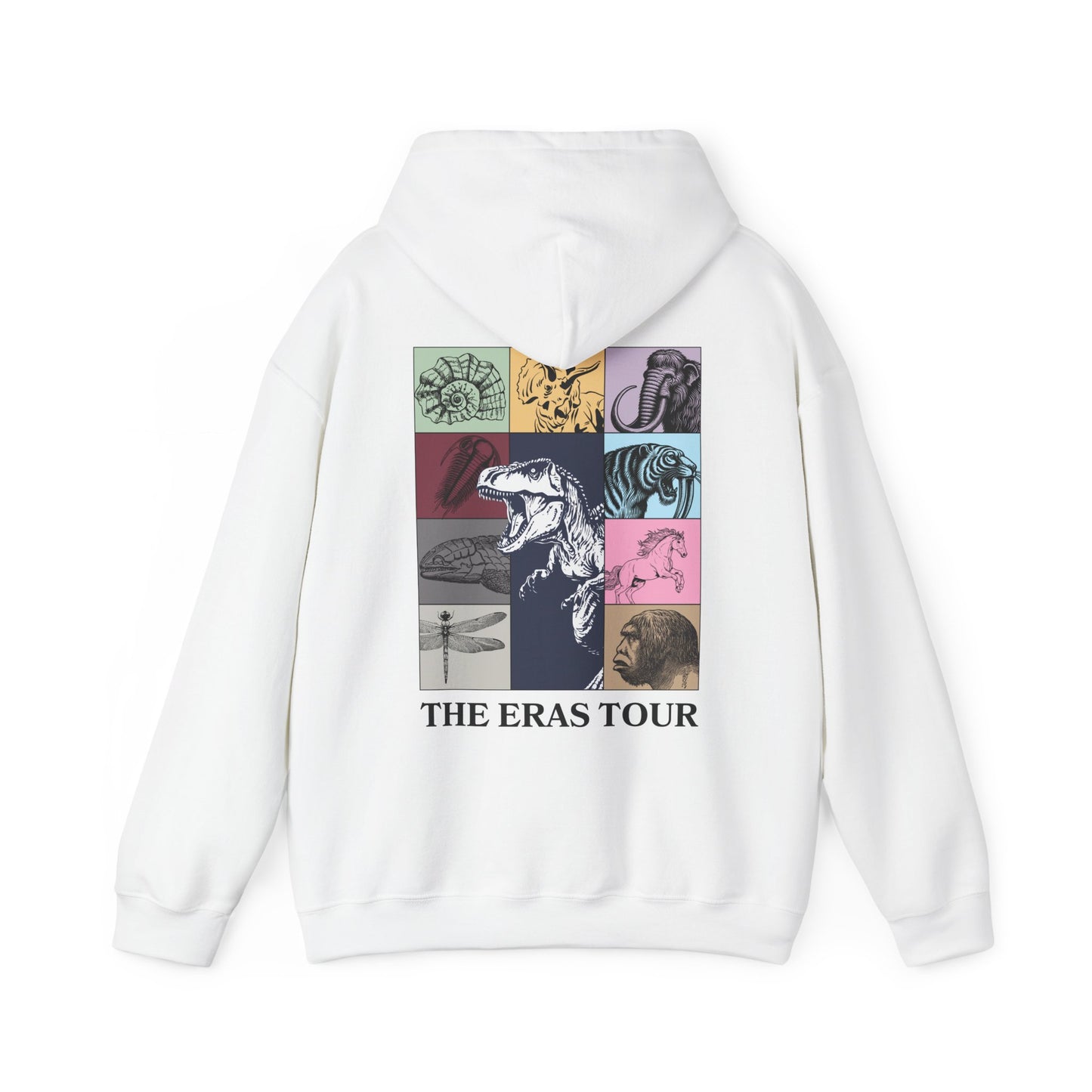 Geological Eras Tour Unisex Hooded Sweatshirt, Gift for Geologist Biologist Science Lover, Life Through Time Design, Dinosaur Hoodie