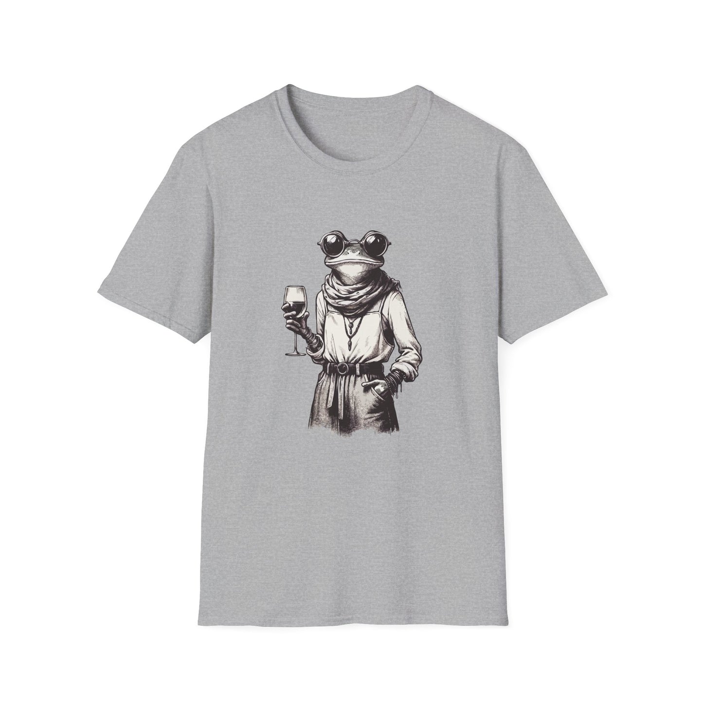 Wino Hipster Frog Unisex Softstyle T-Shirt