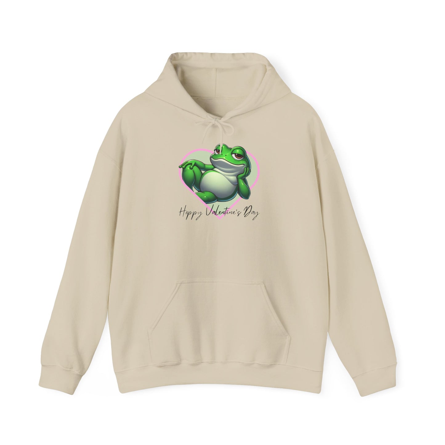 Hoppy Valentine's Day Frog Unisex Hooded Sweatshirt, Frog lover gift, Pet valentine's hoodie, reptile keeper, frog mama