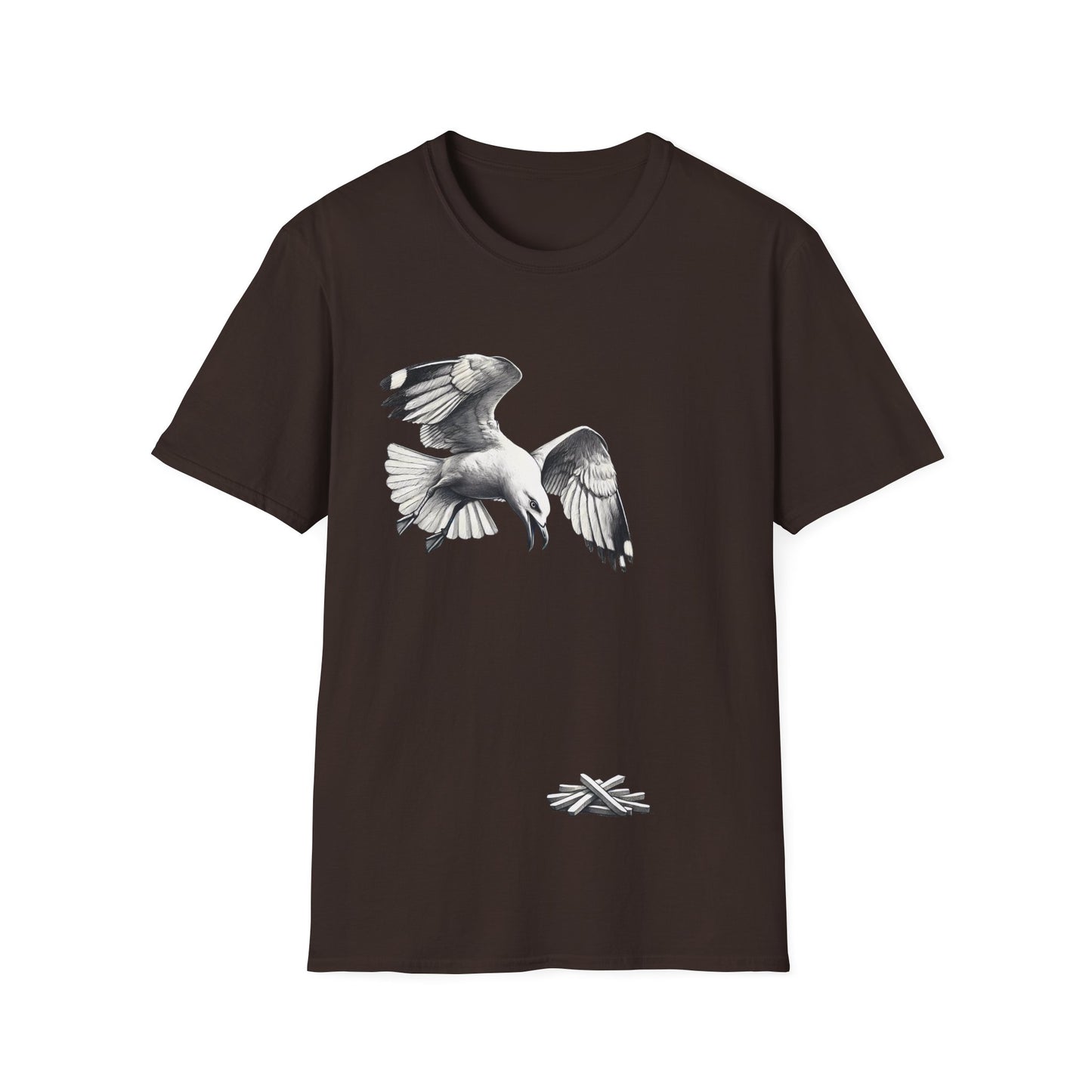 Seagull Chip Unisex T-Shirt, Retro Beach Tee, Bird Lover Gift, Ocean Graphic Shirt, Vintage Seaside Top