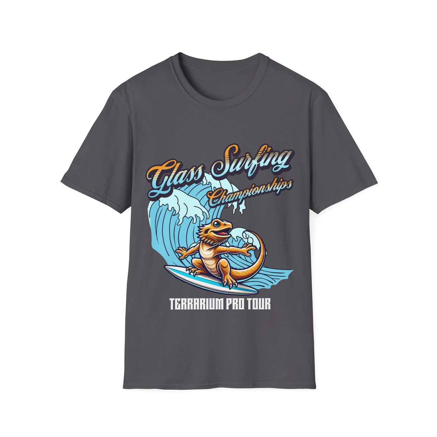 Glass Surfing Bearded Dragon Unisex Softstyle T-Shirt