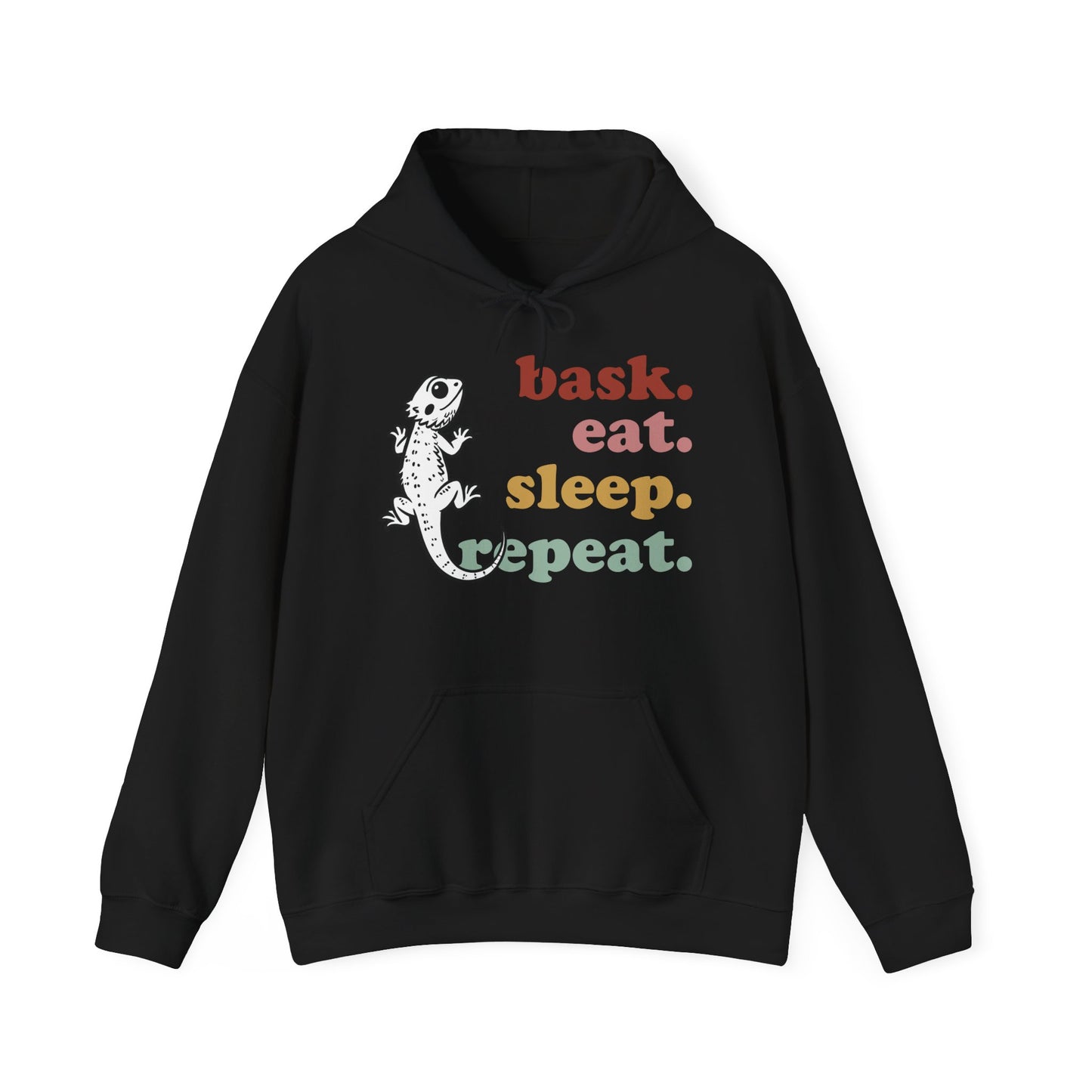 Bask Eat Sleep Repeat Bearded Dragon Unisex Hooded Sweatshirt | Reptile Hoodie | Gift for Reptile Lover | Pet Reptile