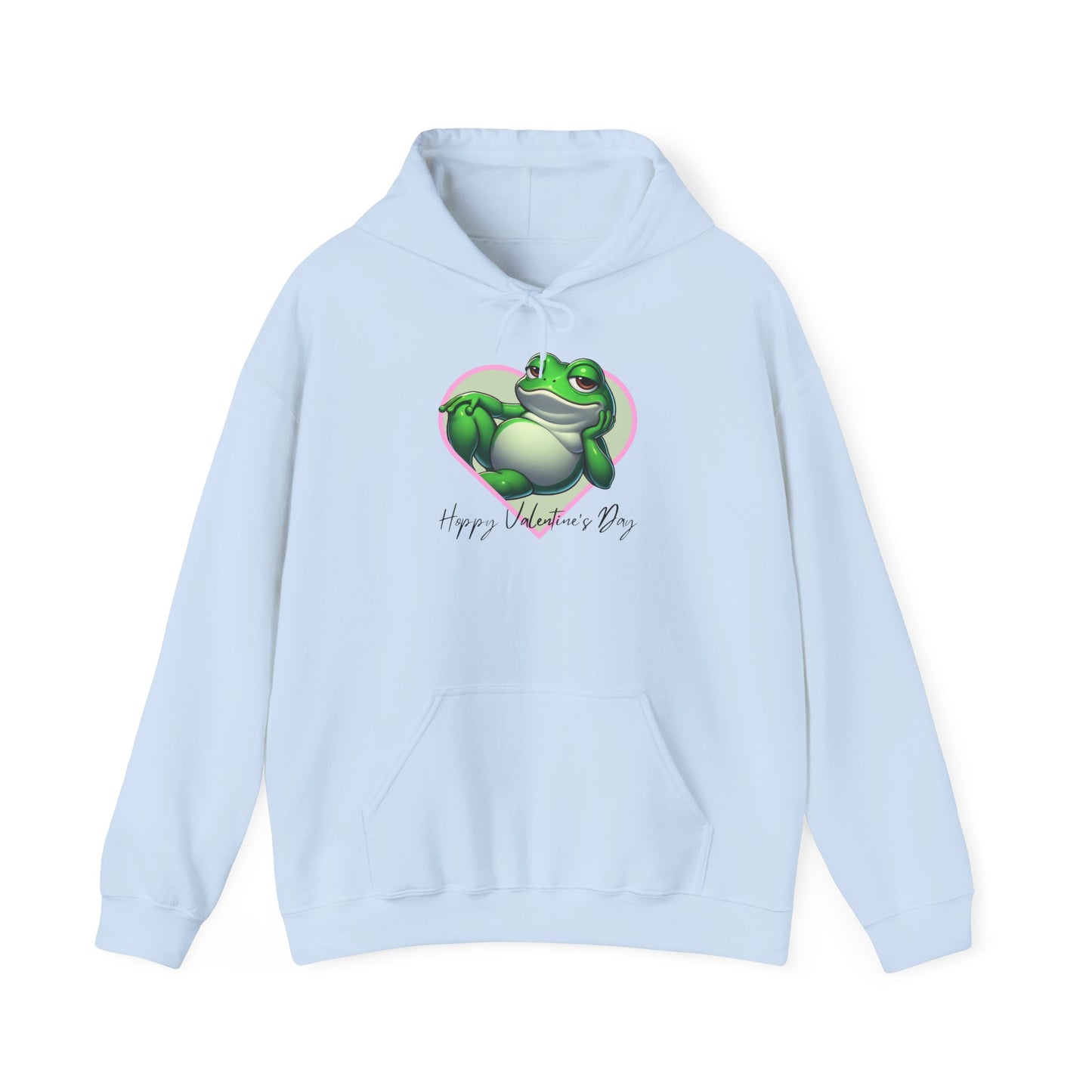 Hoppy Valentine's Day Frog Unisex Hooded Sweatshirt, Frog lover gift, Pet valentine's hoodie, reptile keeper, frog mama