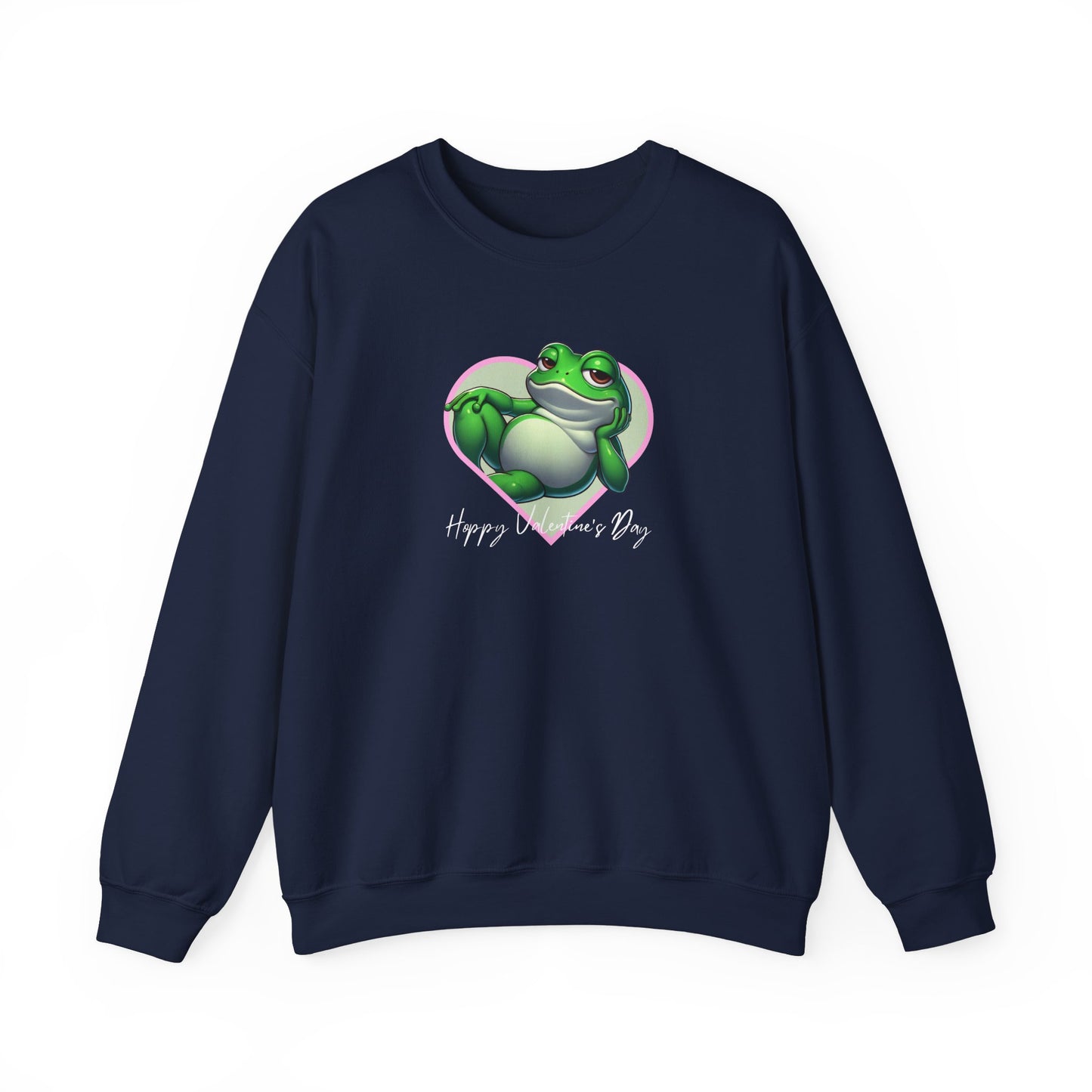 Hoppy Valentine's Day Frog Unisex Crewneck Sweatshirt, Frog lover gift, Pet valentine's sweatshirt, reptile keeper, frog mama