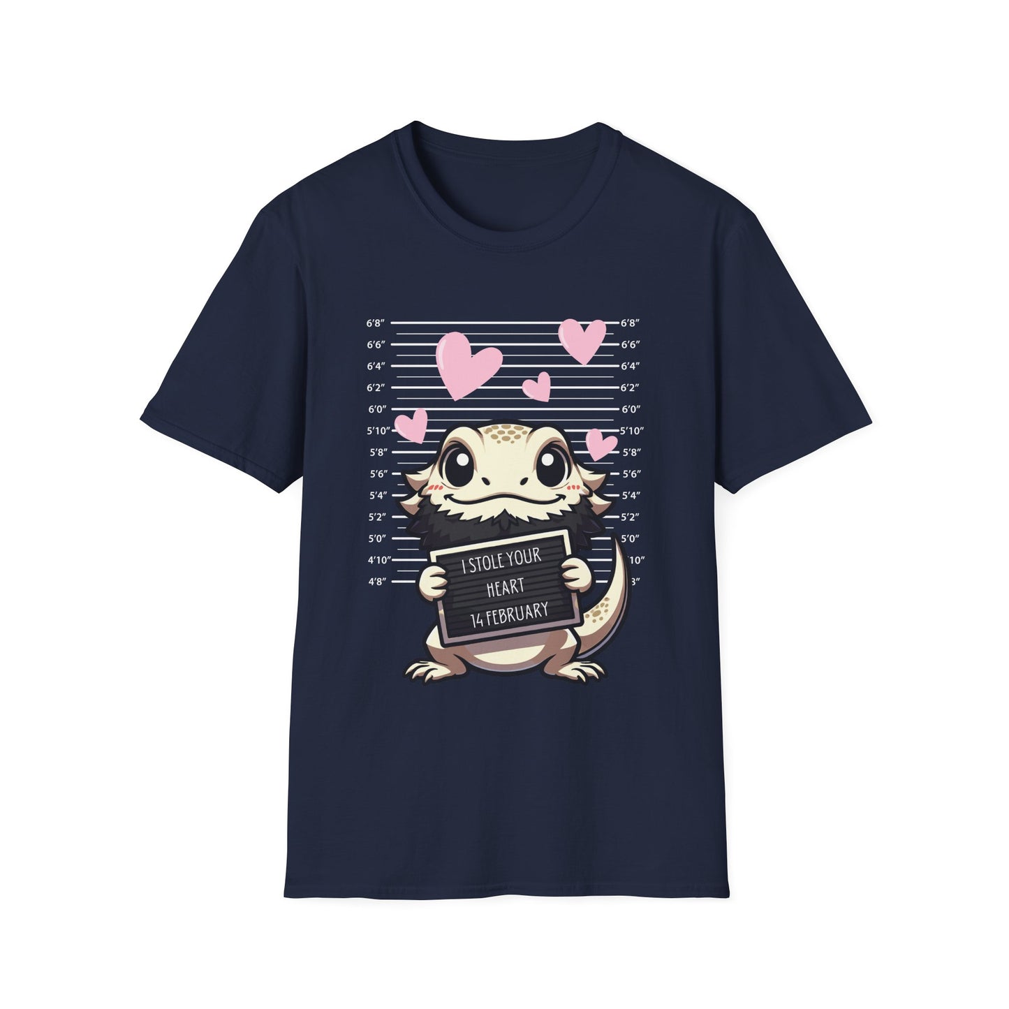 Bearded Dragon Valentine's Day Unisex Softstyle T-Shirt, Pet Reptile Tee, Stolen Hearts, Valentine's Gift, Gift for Her
