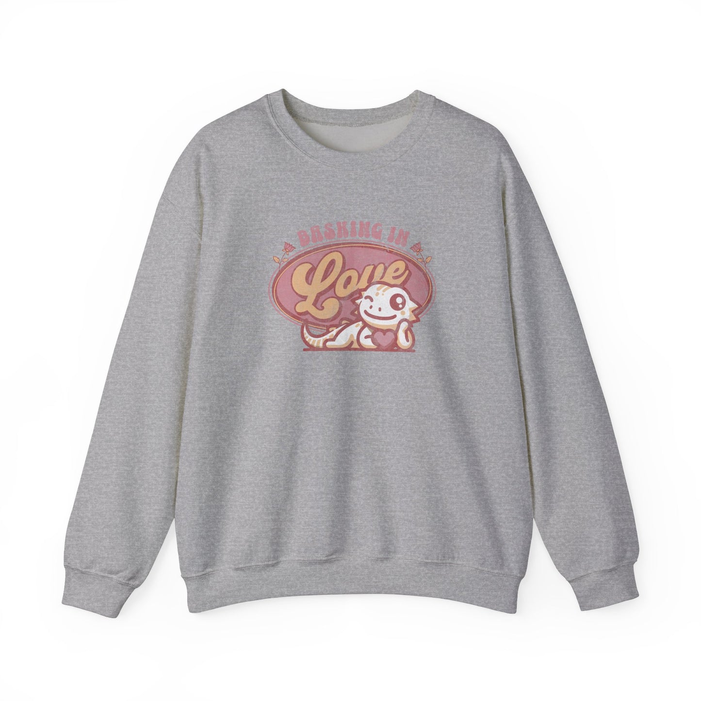 Basking in Love Bearded Dragon Unisex Crewneck Sweatshirt | Valentine's Day Gift | Gift for Her | Pet Reptile Gift
