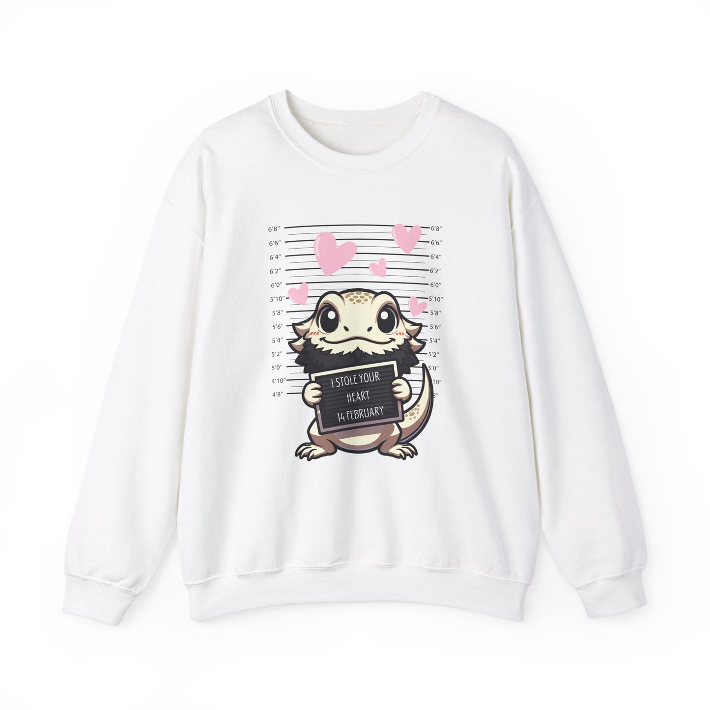 Bearded Dragon Valentine's Day Crewneck Sweatshirt, Pet Reptile Sweatshirt, Stolen Hearts, Valentine's Gift, Gift for Her