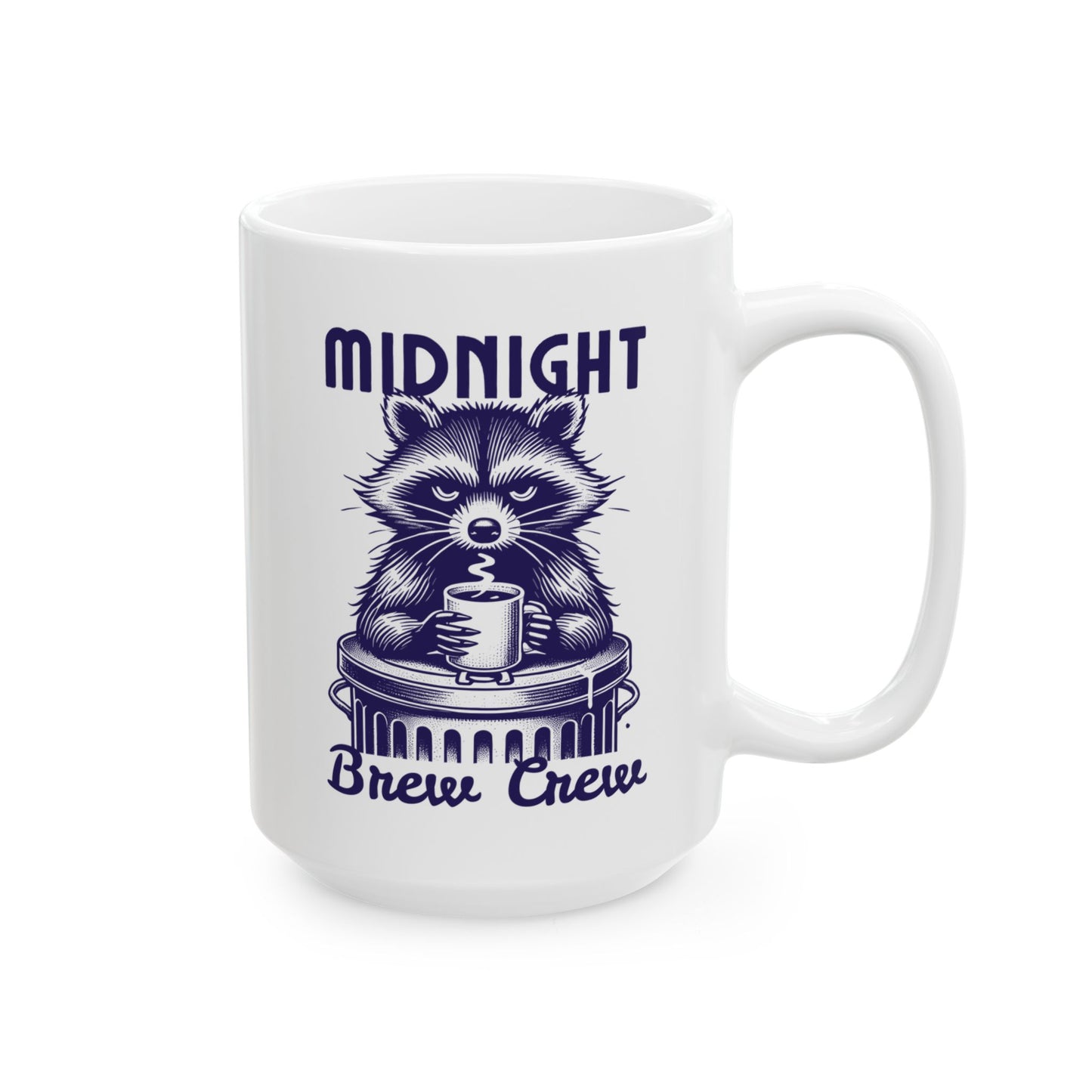Midnight Brew Ceramic Mug | Coffee Lover Gift | 11oz & 15oz | Funny Mug for Tea Enthusiasts, Raccoon Coffee Mug