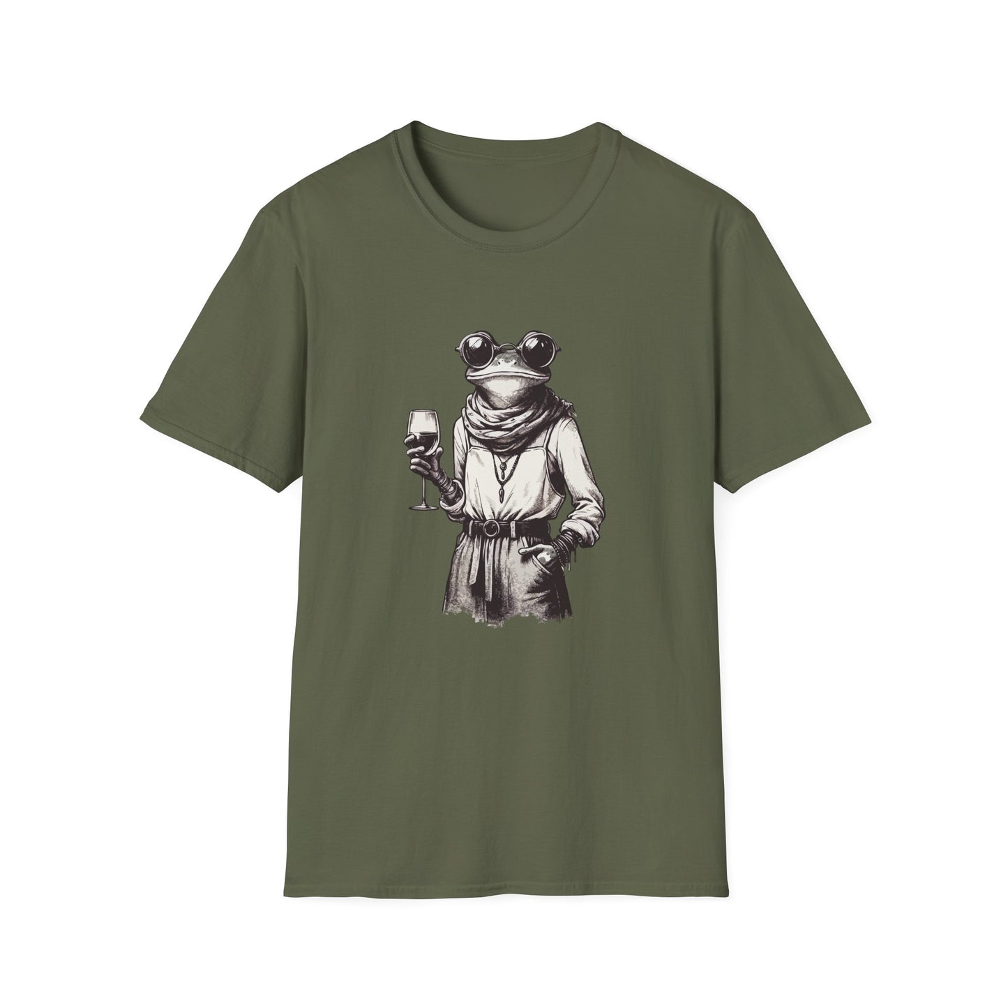 Wino Hipster Frog Unisex Softstyle T-Shirt