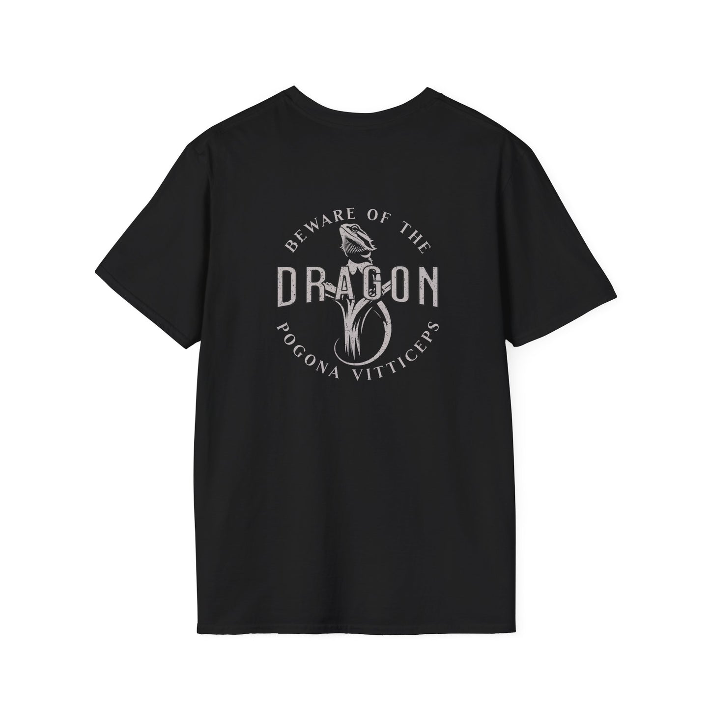 Beware of the Dragon Back | Bearded Dragon Unisex Softstyle T-Shirt | Reptile Tee
