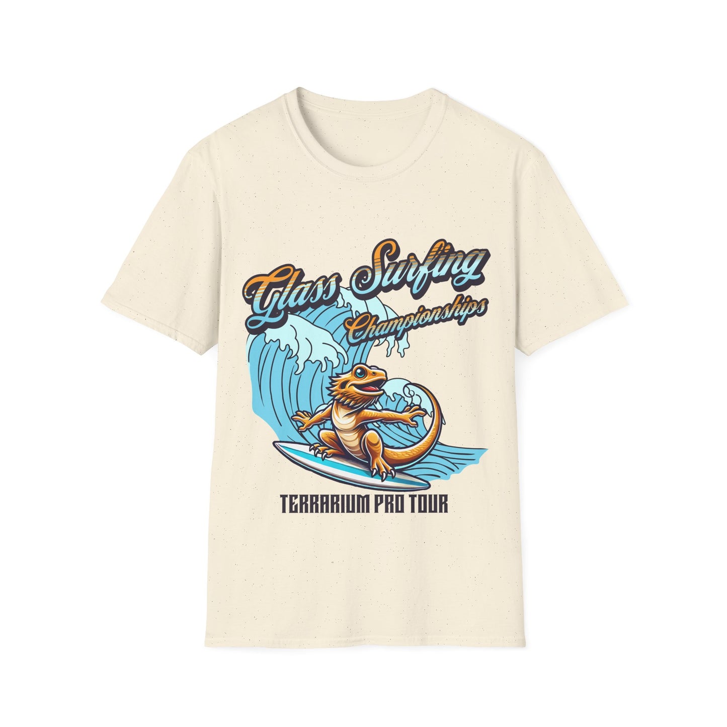 Glass Surfing Bearded Dragon Unisex Softstyle T-Shirt