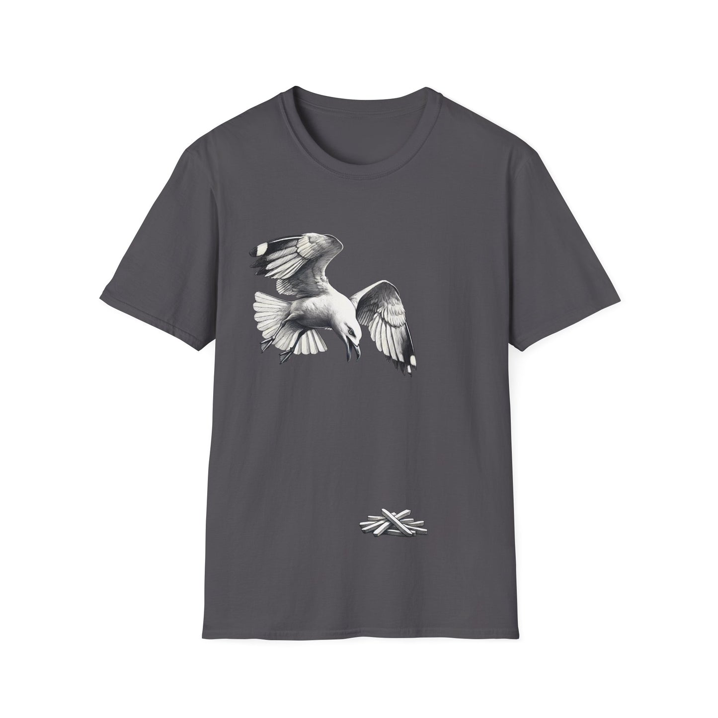 Seagull Chip Unisex T-Shirt, Retro Beach Tee, Bird Lover Gift, Ocean Graphic Shirt, Vintage Seaside Top