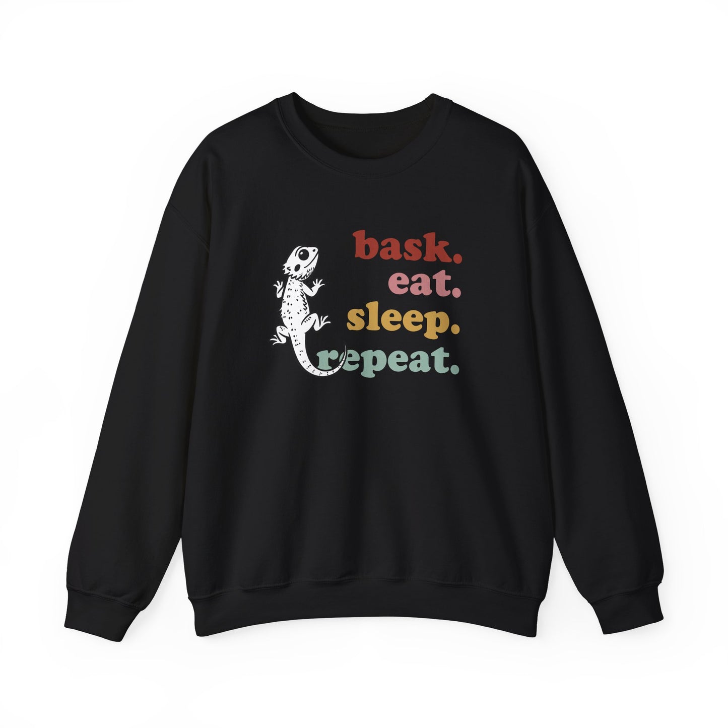 Bask Eat Sleep Repeat Bearded Dragon Unisex Crewneck Sweatshirt | Reptile Sweatshirt | Gift for Reptile Lover | Pet Reptile