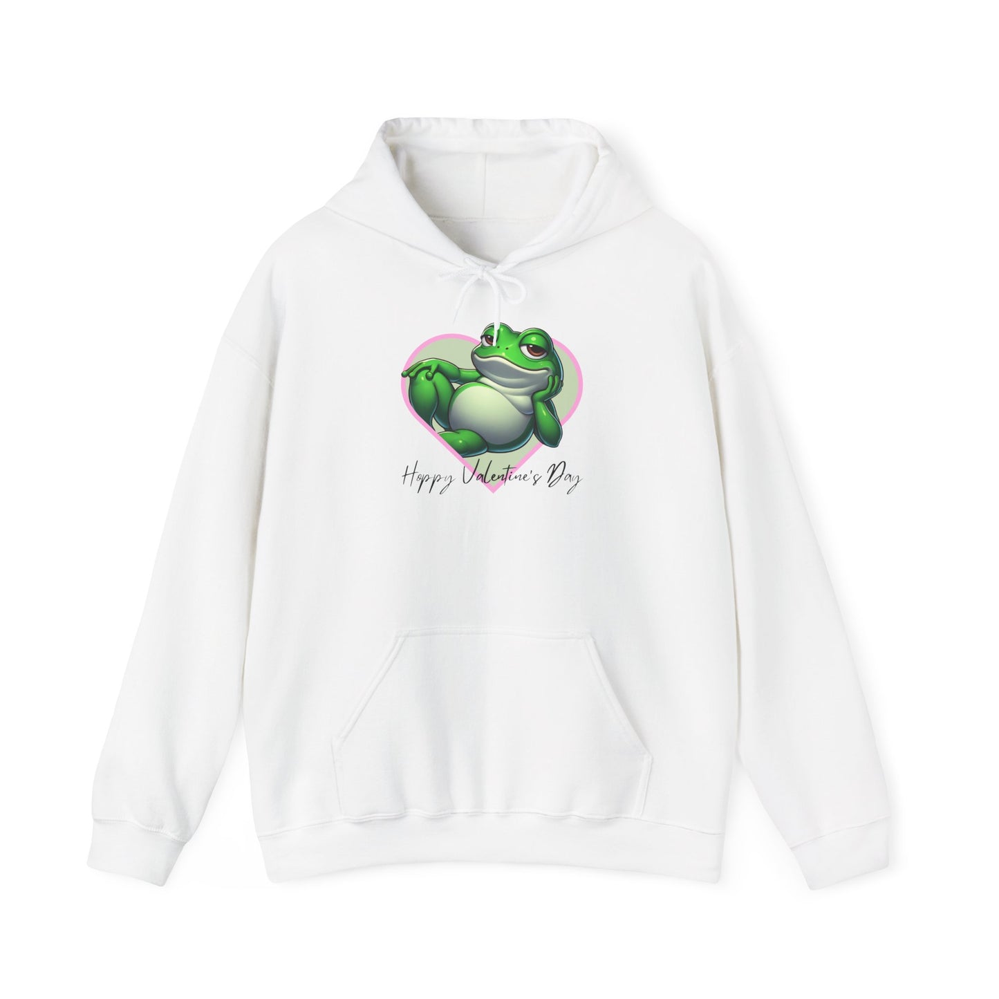 Hoppy Valentine's Day Frog Unisex Hooded Sweatshirt, Frog lover gift, Pet valentine's hoodie, reptile keeper, frog mama