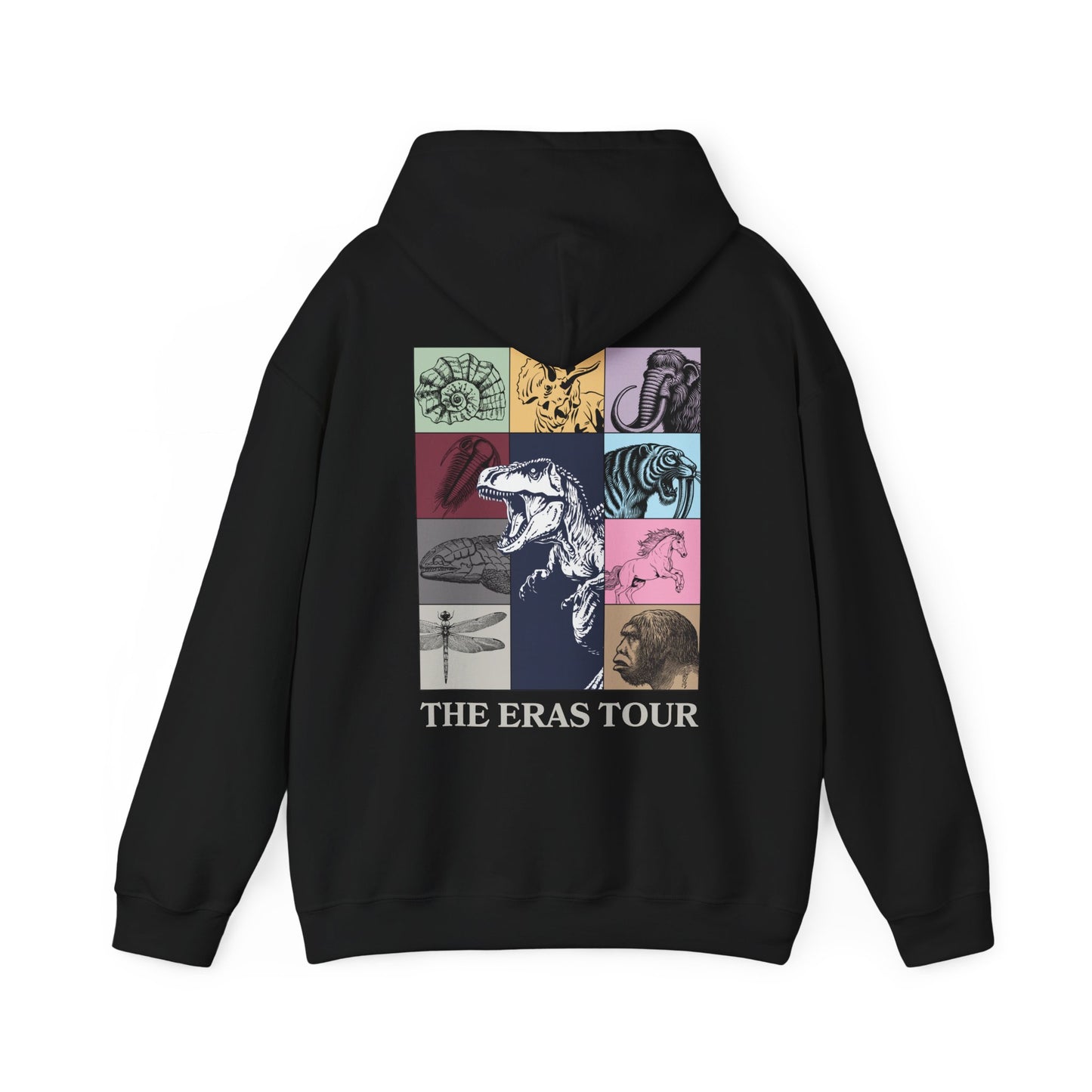 Geological Eras Tour Unisex Hooded Sweatshirt, Gift for Geologist Biologist Science Lover, Life Through Time Design, Dinosaur Hoodie