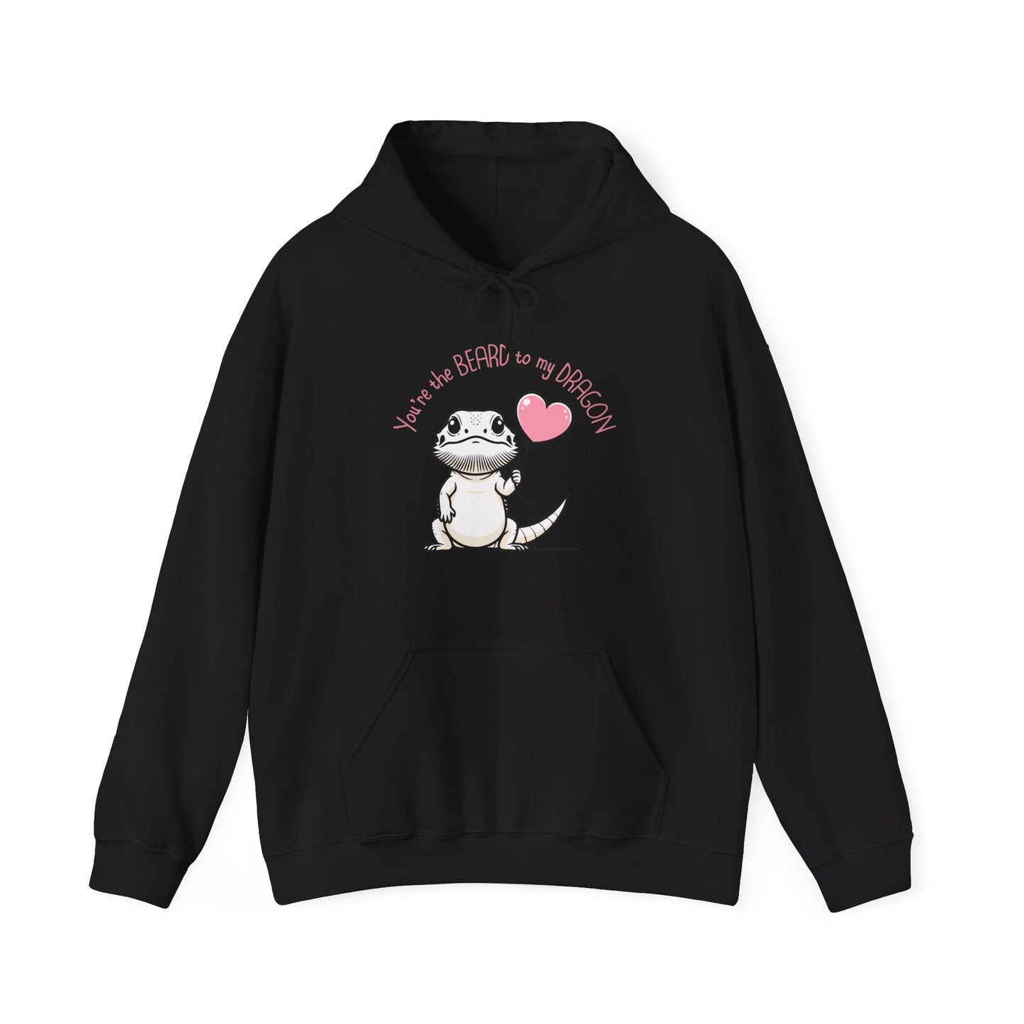 Cute Bearded Dragon Valentine's Day Unisex Hooded Sweatshirt, Reptile Keeper Gift, Valentine's Day Hoodie