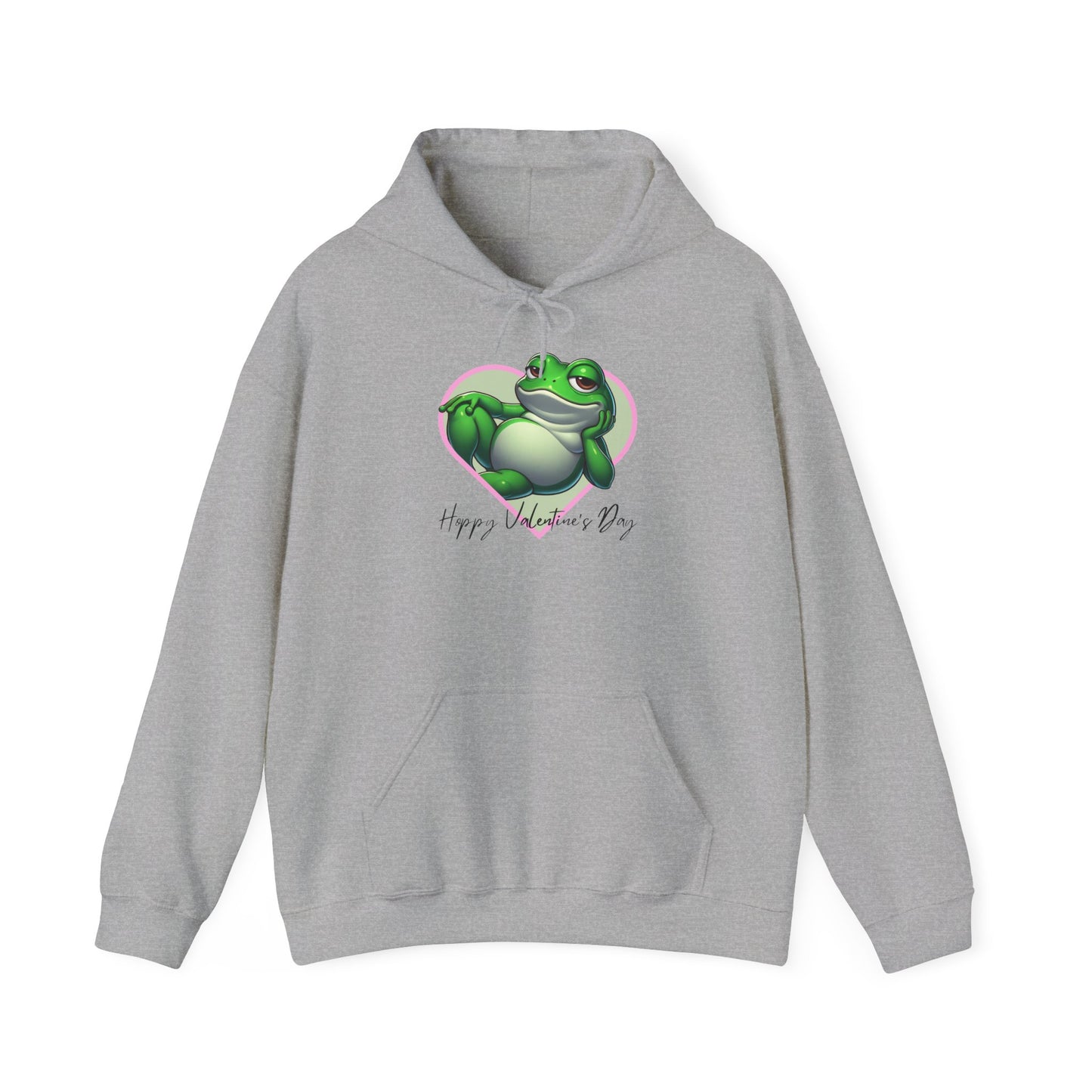 Hoppy Valentine's Day Frog Unisex Hooded Sweatshirt, Frog lover gift, Pet valentine's hoodie, reptile keeper, frog mama