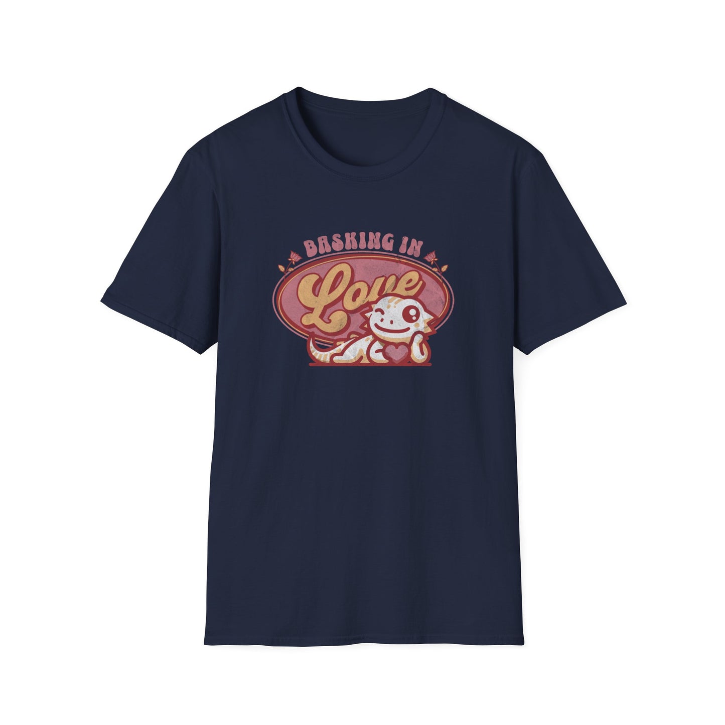 Basking in Love Bearded Dragon Unisex Softstyle T-Shirt | Valentine's Day Gift | Gift for Her | Pet Reptile Gift