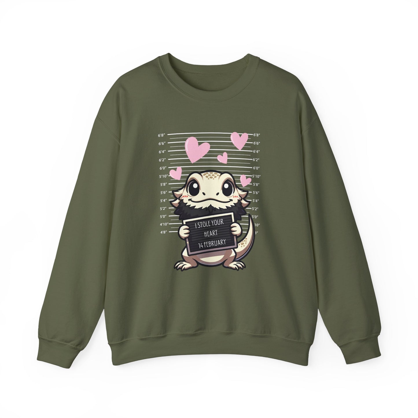 Bearded Dragon Valentine's Day Crewneck Sweatshirt, Pet Reptile Sweatshirt, Stolen Hearts, Valentine's Gift, Gift for Her