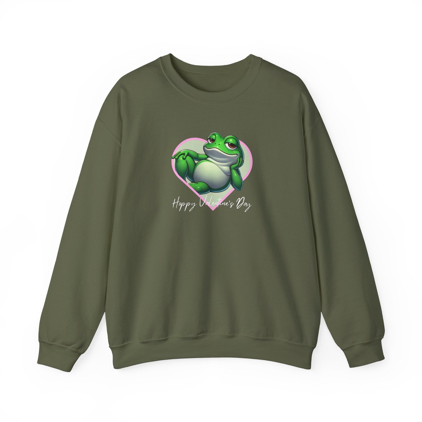 Hoppy Valentine's Day Frog Unisex Crewneck Sweatshirt, Frog lover gift, Pet valentine's sweatshirt, reptile keeper, frog mama