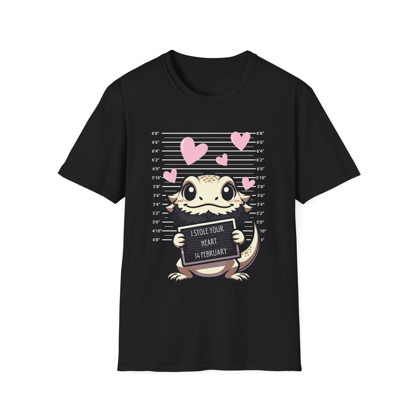 Bearded Dragon Valentine's Day Unisex Softstyle T-Shirt, Pet Reptile Tee, Stolen Hearts, Valentine's Gift, Gift for Her