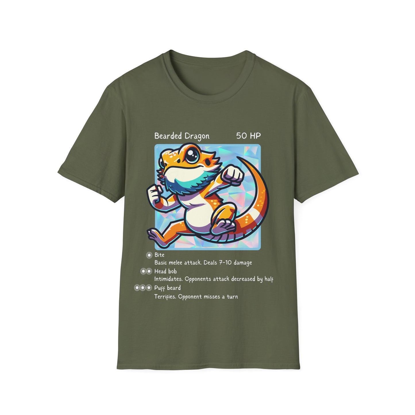 Bearded Dragon Trading Card Unisex Softstyle T-Shirt, Reptile Lover Tee, Animal Graphic Shirt, Pet Owner Gift, Wildlife Fashion Top