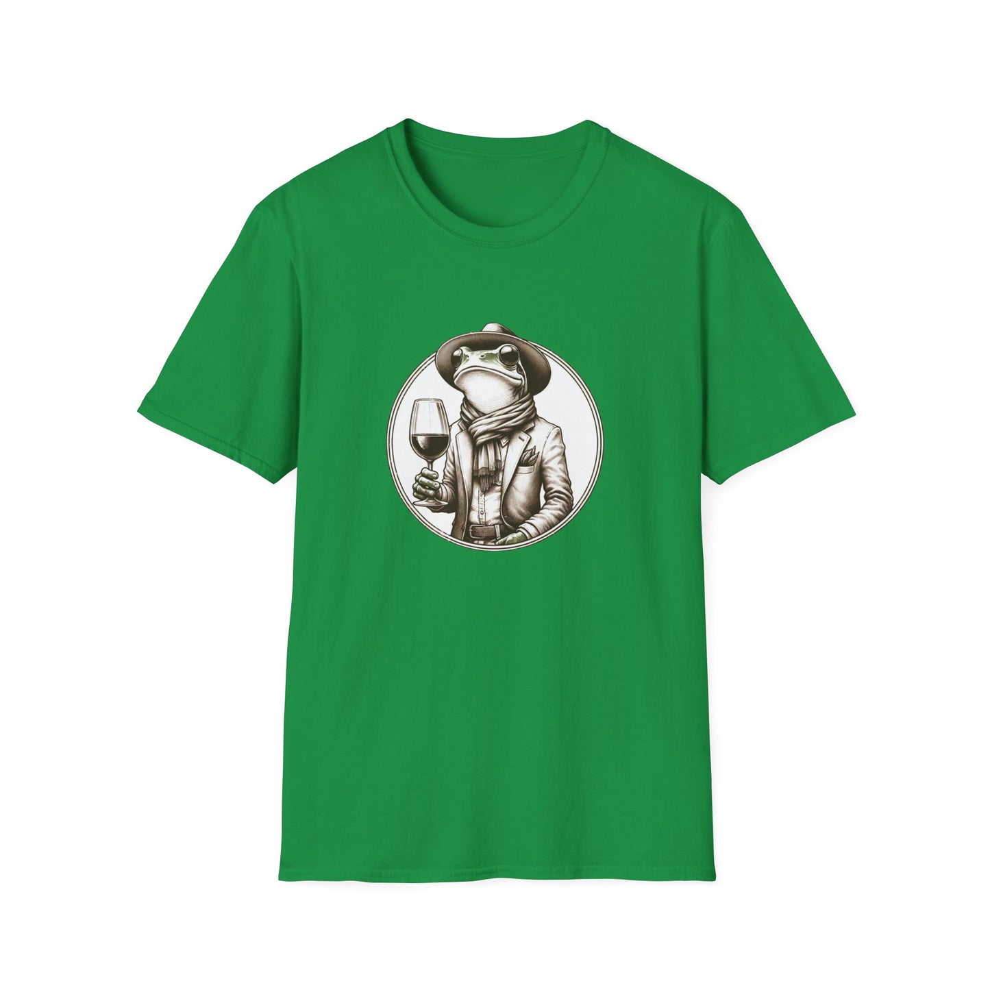 Wine Time | Hipster Frog Unisex Softstyle T-Shirt