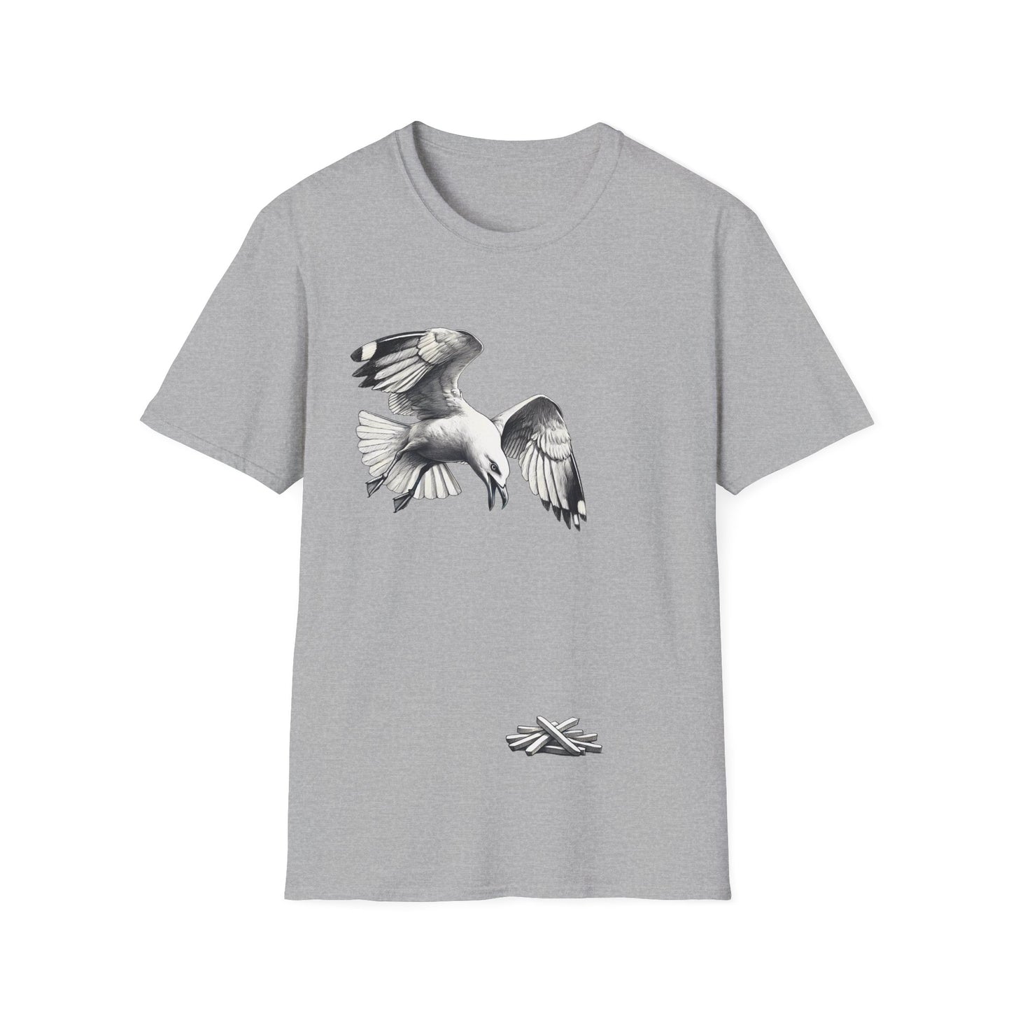 Seagull Chip Unisex T-Shirt, Retro Beach Tee, Bird Lover Gift, Ocean Graphic Shirt, Vintage Seaside Top