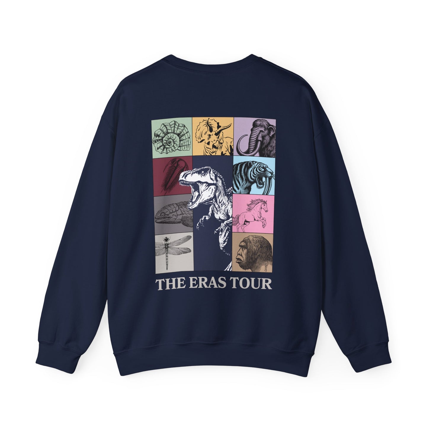 Geological Eras Tour Unisex Sweatshirt, Gift for Geologist Biologist Science Lover, Life Through Time Design, Dinosaurs