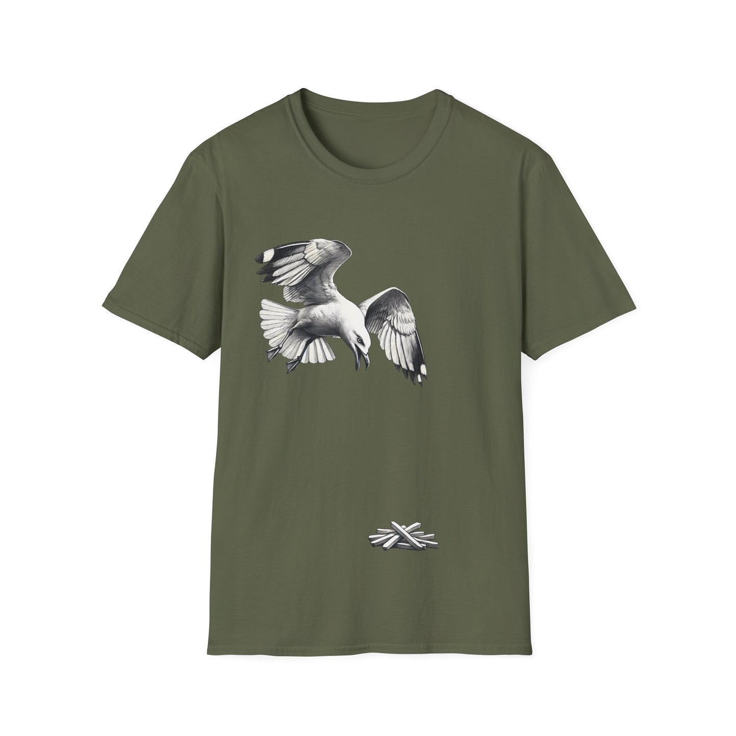 Seagull Chip Unisex T-Shirt, Retro Beach Tee, Bird Lover Gift, Ocean Graphic Shirt, Vintage Seaside Top