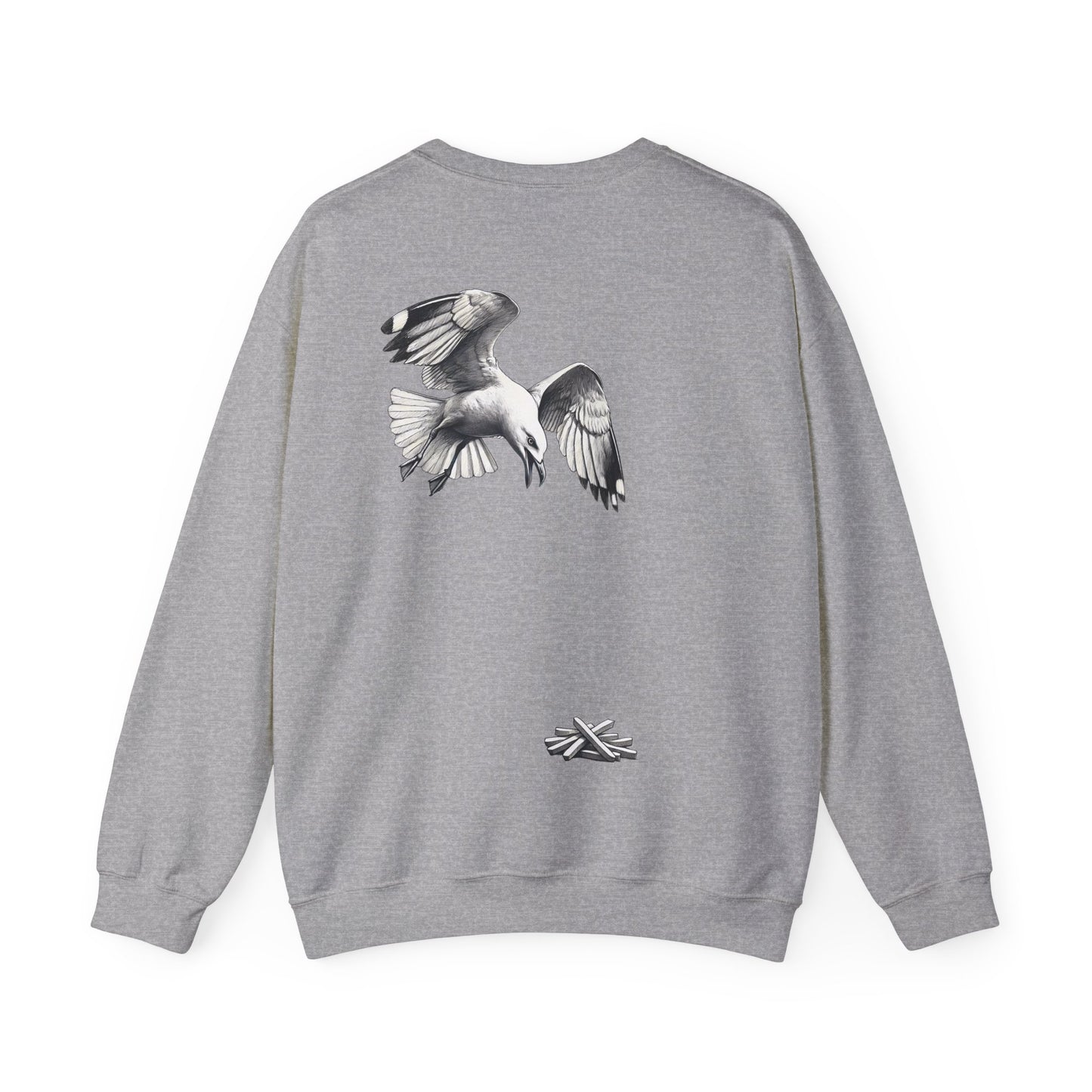 Seagull Chip Unisex Crewneck Sweatshirt, Retro Beach Jumper, Bird Lover Gift, Ocean Graphic Sweatshirt, Vintage Seaside Top