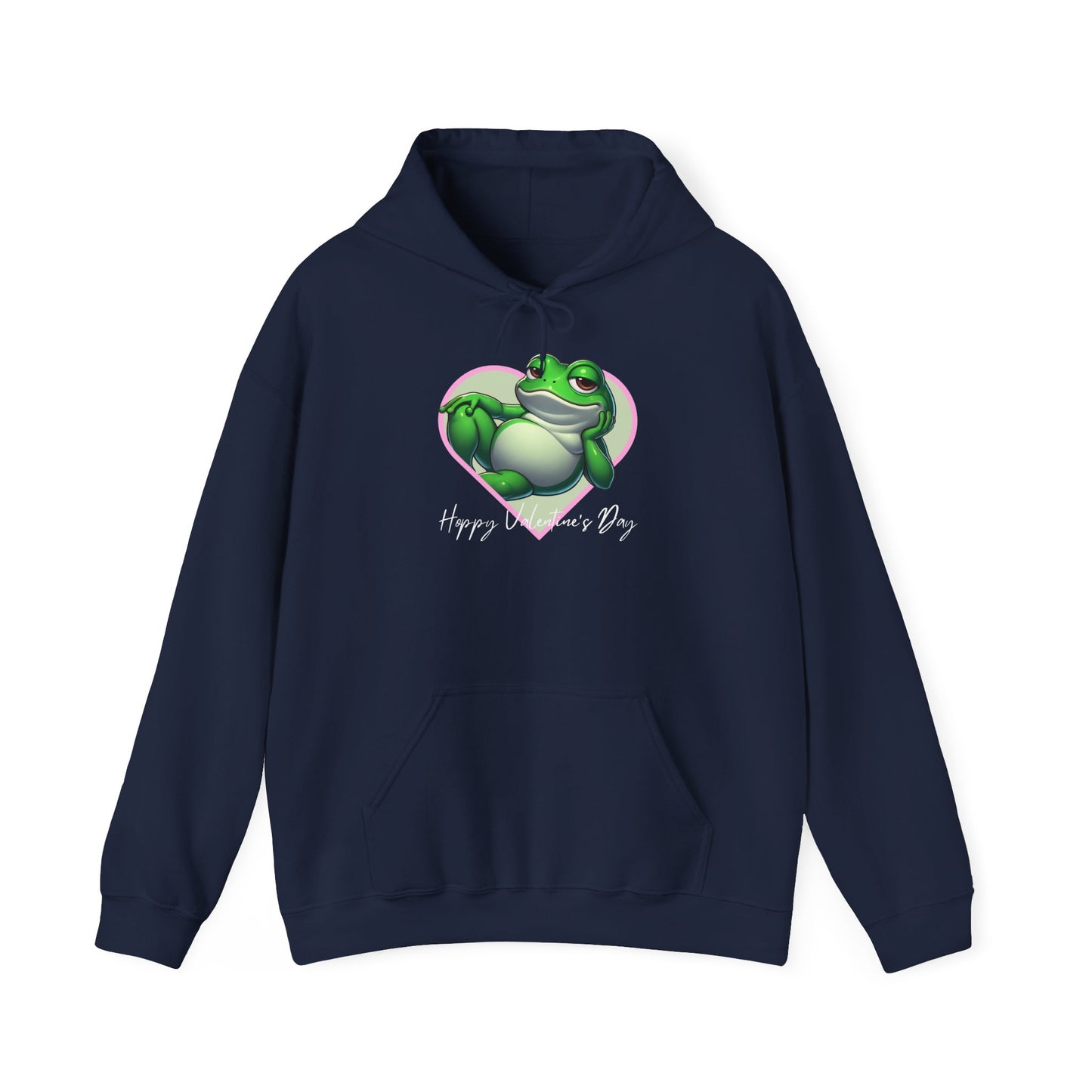Hoppy Valentine's Day Frog Unisex Hooded Sweatshirt, Frog lover gift, Pet valentine's hoodie, reptile keeper, frog mama