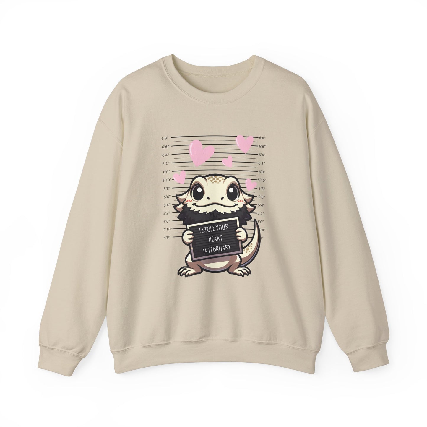 Bearded Dragon Valentine's Day Crewneck Sweatshirt, Pet Reptile Sweatshirt, Stolen Hearts, Valentine's Gift, Gift for Her