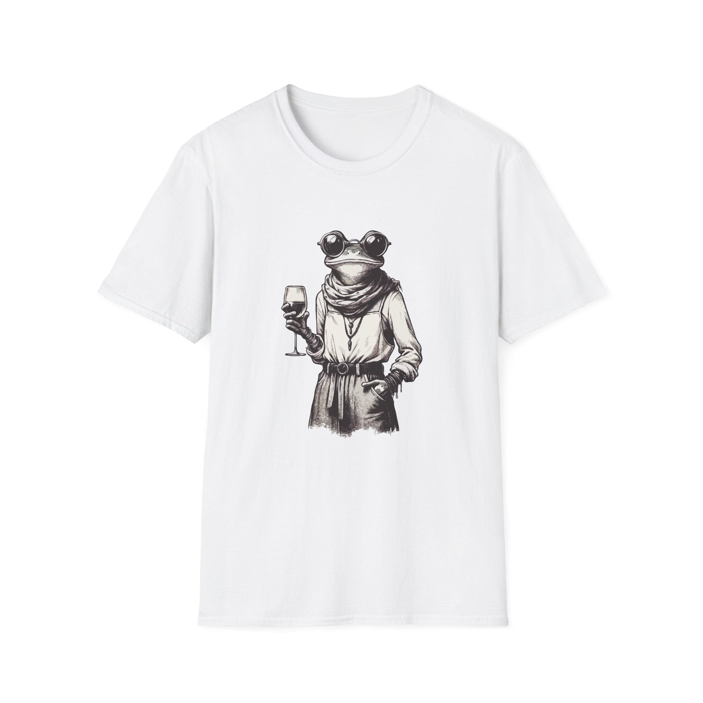 Wino Hipster Frog Unisex Softstyle T-Shirt