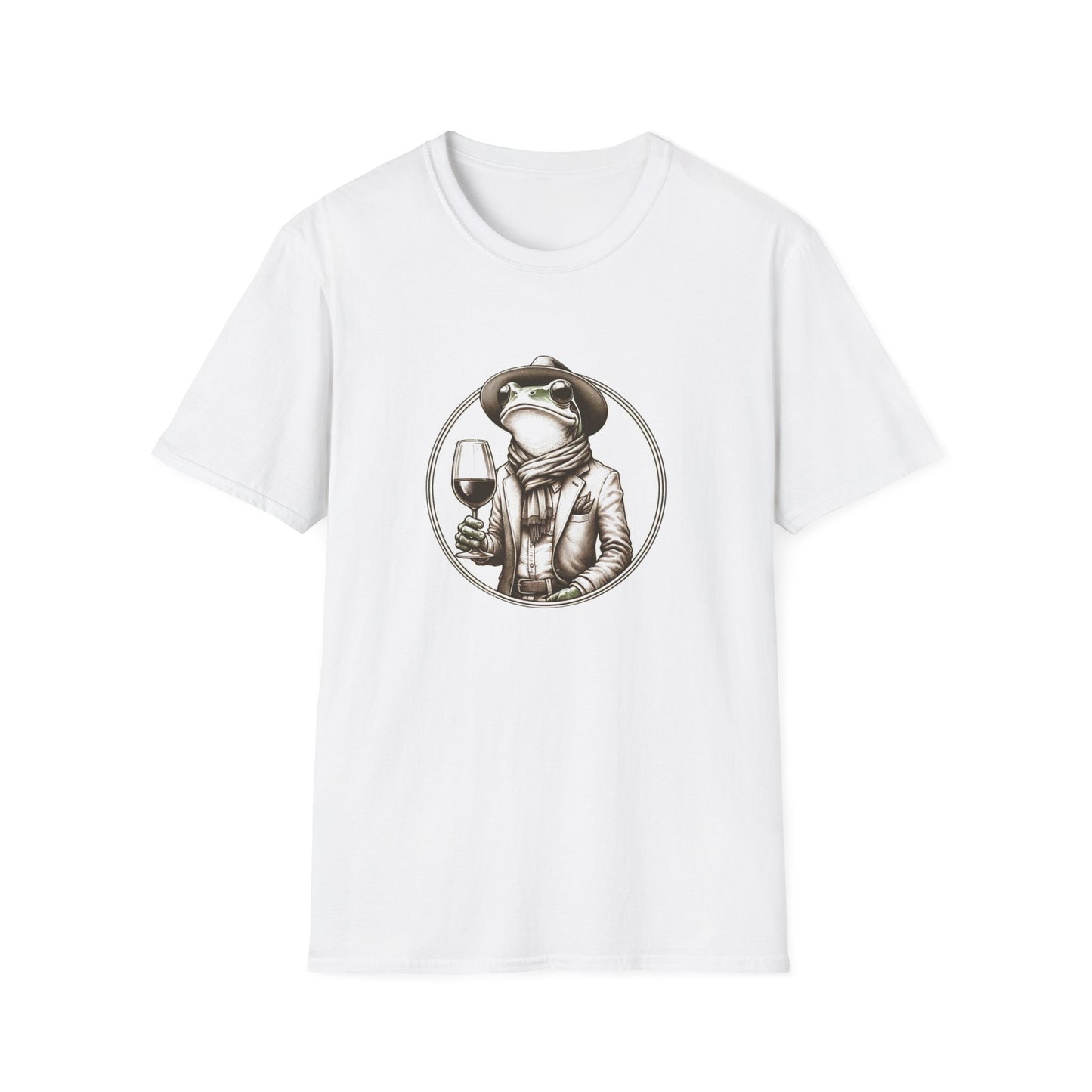Wine Time | Hipster Frog Unisex Softstyle T-Shirt