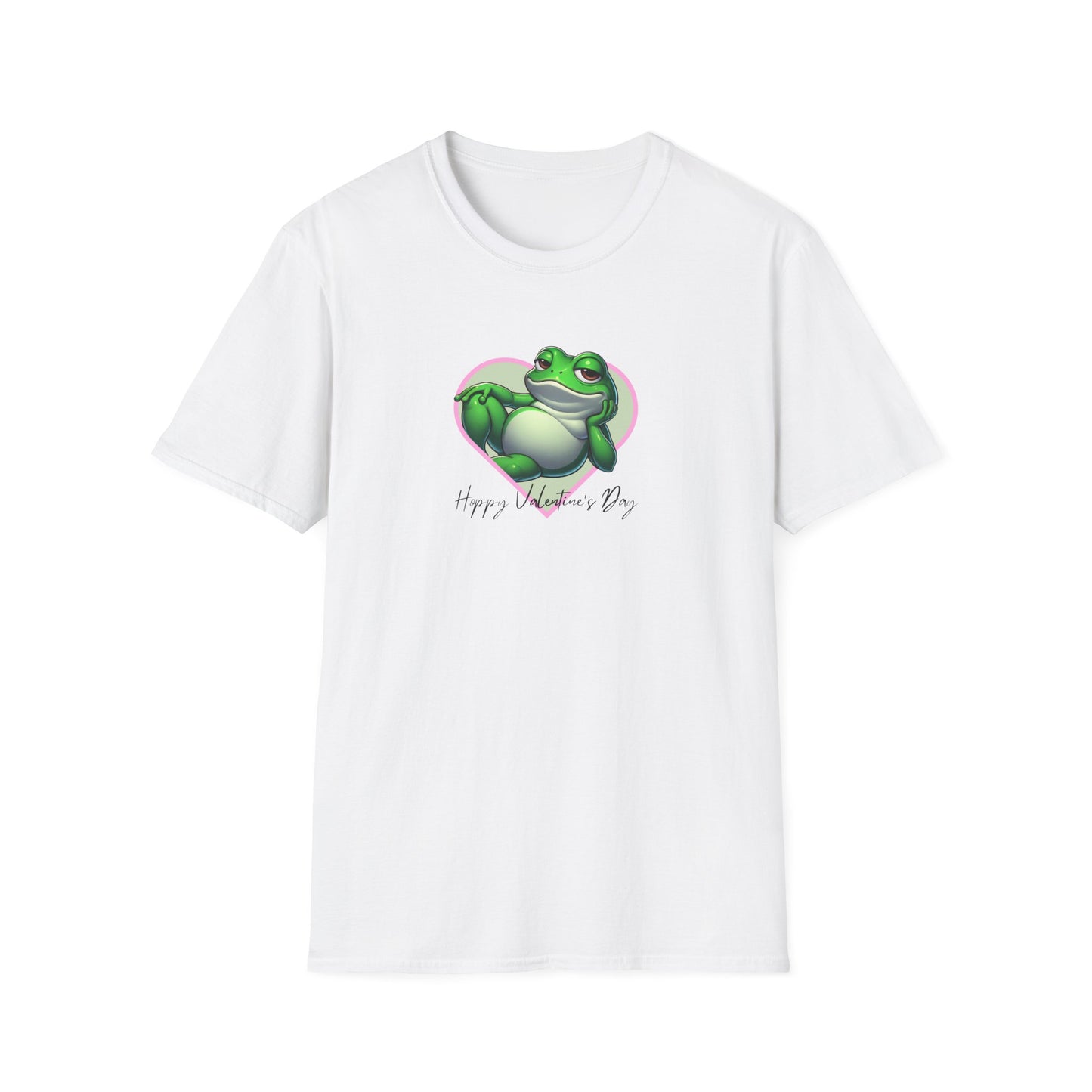 Hoppy Valentine's Day Frog Unisex Softstyle T-Shirt, Frog lover gift, Pet valentine's shirt, reptile keeper, frog mama