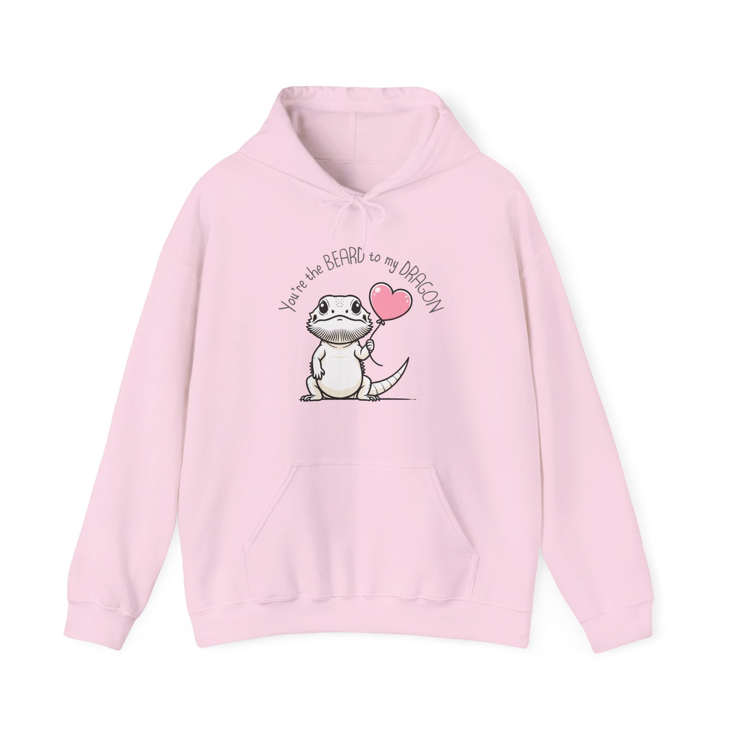 Cute Bearded Dragon Valentine's Day Unisex Hooded Sweatshirt, Reptile Keeper Gift, Valentine's Day Hoodie
