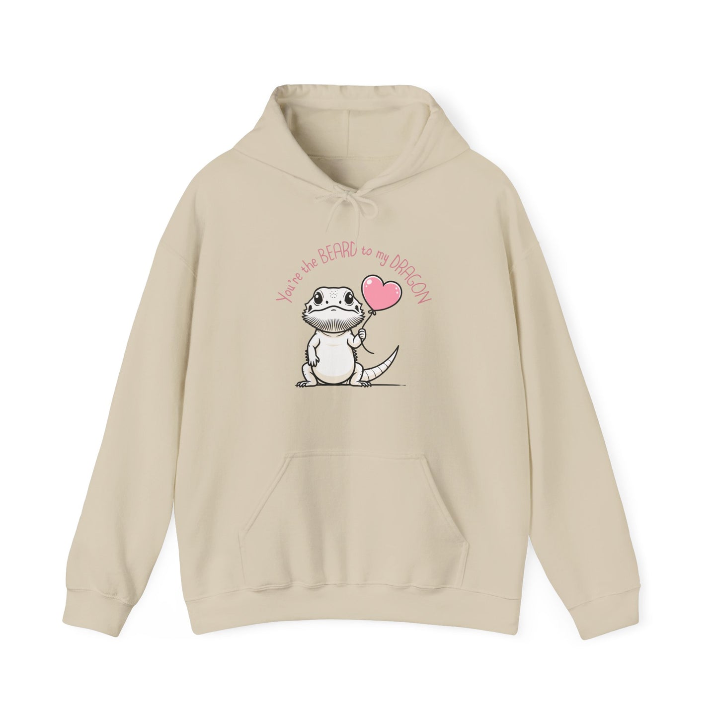 Cute Bearded Dragon Valentine's Day Unisex Hooded Sweatshirt, Reptile Keeper Gift, Valentine's Day Hoodie
