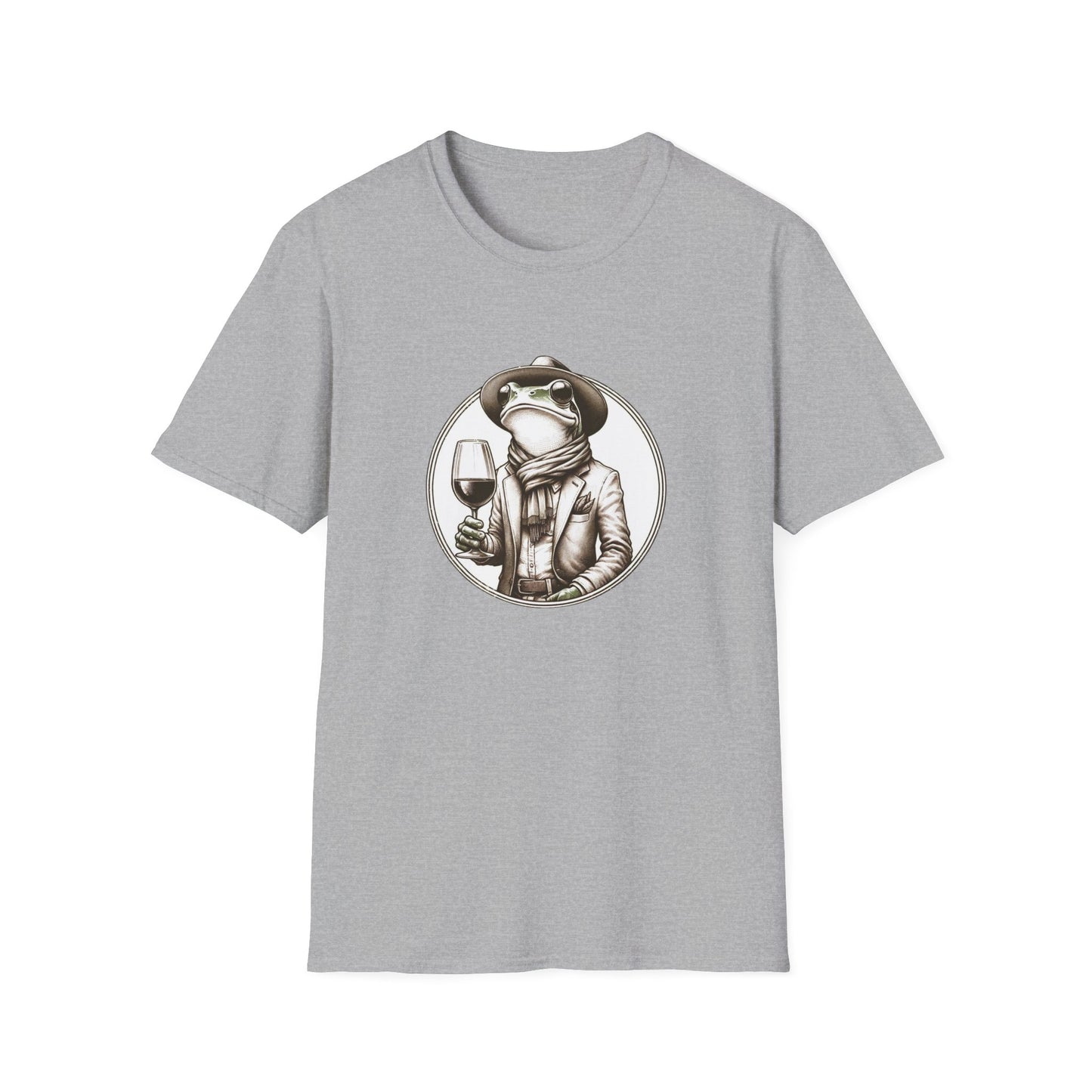 Wine Time | Hipster Frog Unisex Softstyle T-Shirt