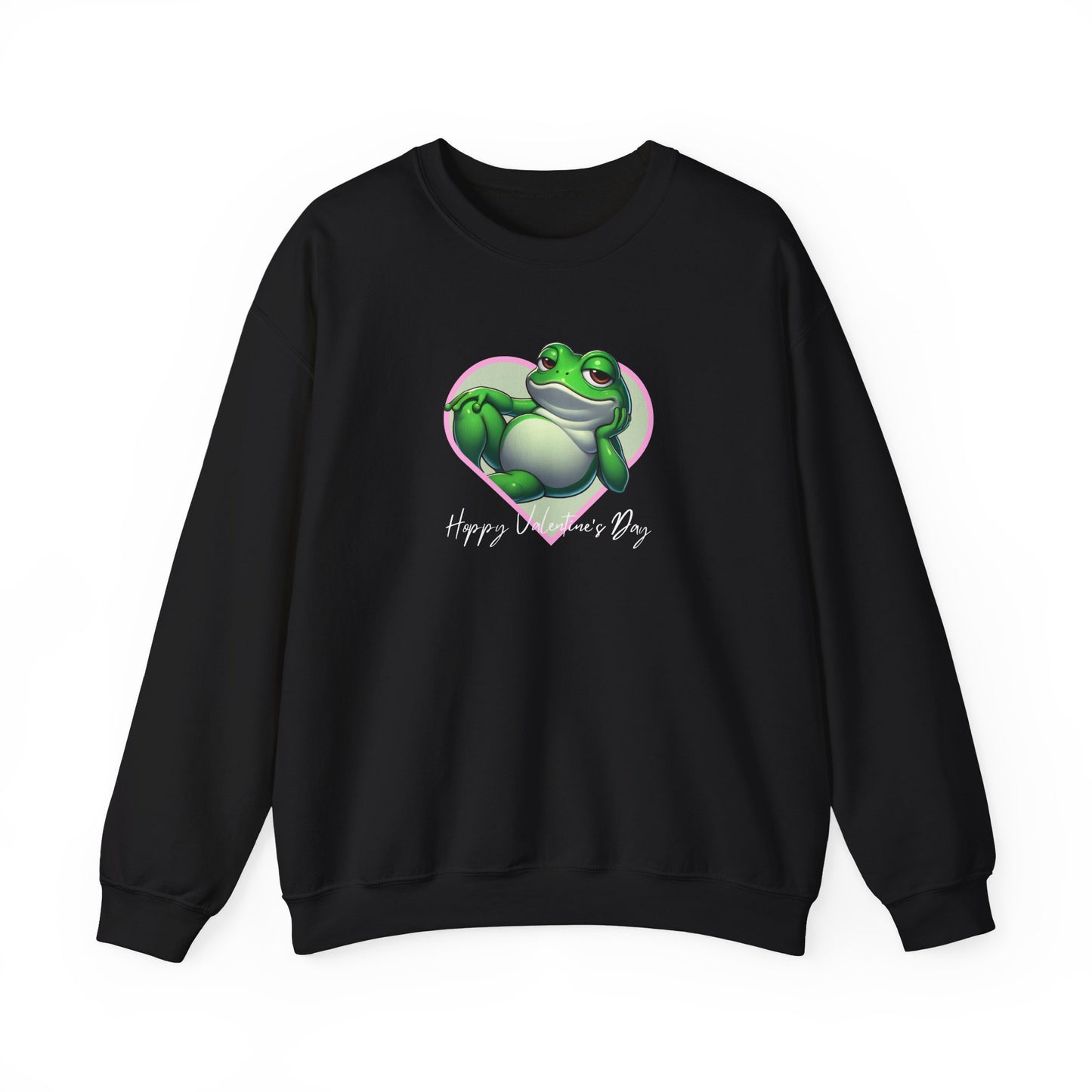 Hoppy Valentine's Day Frog Unisex Crewneck Sweatshirt, Frog lover gift, Pet valentine's sweatshirt, reptile keeper, frog mama